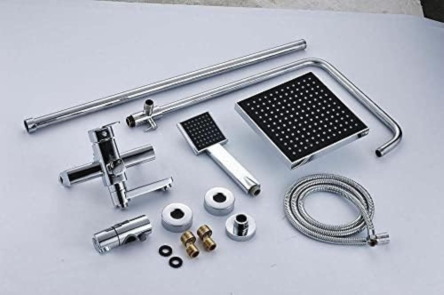 TECKI Rainfall Shower Faucet System with Handheld and Wall-mounted Mixer Set
