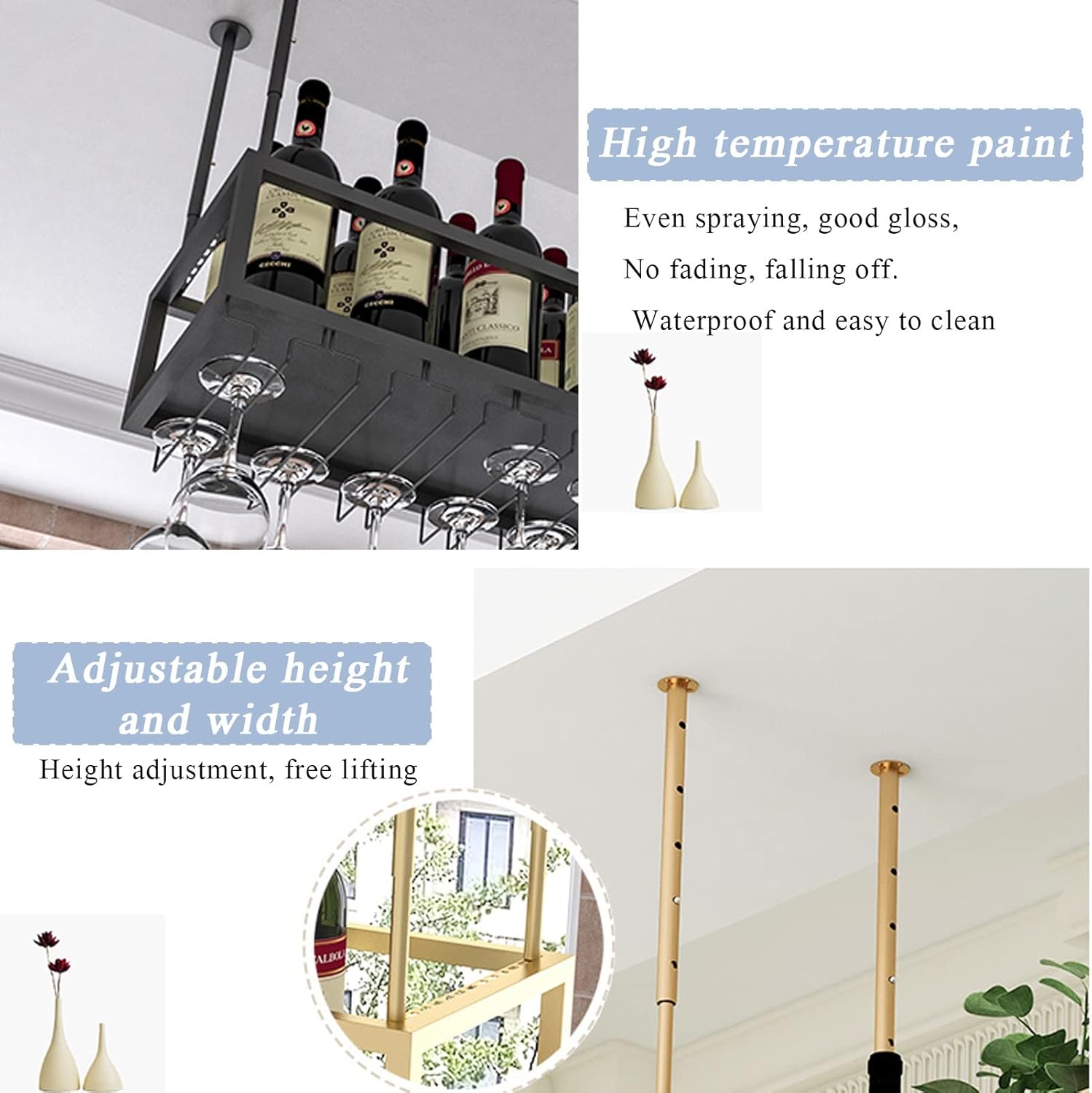 ZJDYDY Wall-Mounted Wine Rack with Glass Holder