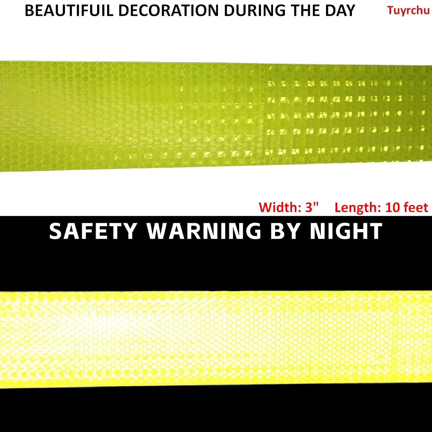 Fluorescent Reflective Safety Tape 3x10ft Waterproof