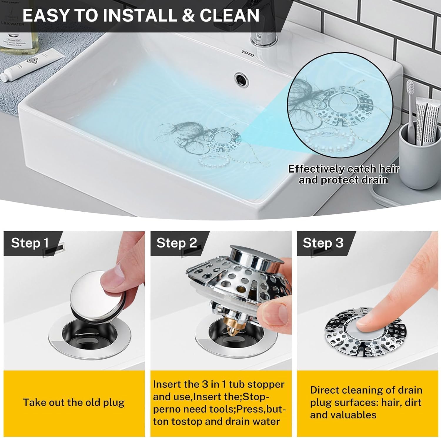 MGT Stainless Steel Tub Drain Stopper 304
