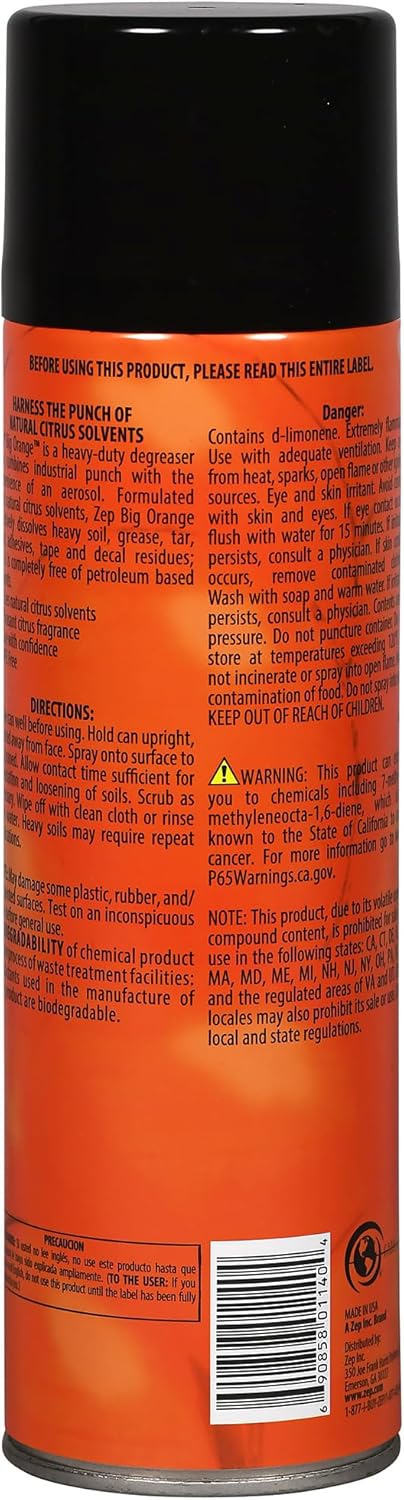 Zep Big Orange Heavy-Duty Citrus Degreaser 15 oz Case Of 12
