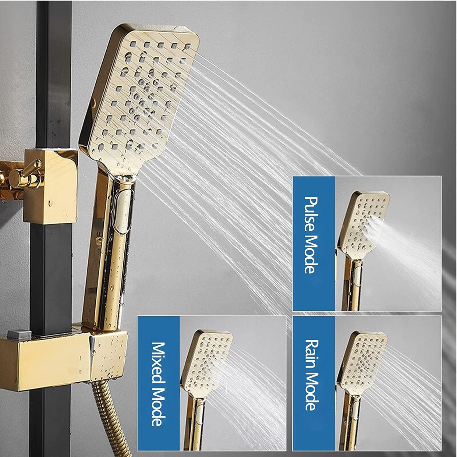 Thermostatic Shower System Black Gold with Handheld and Bidet Sprayer