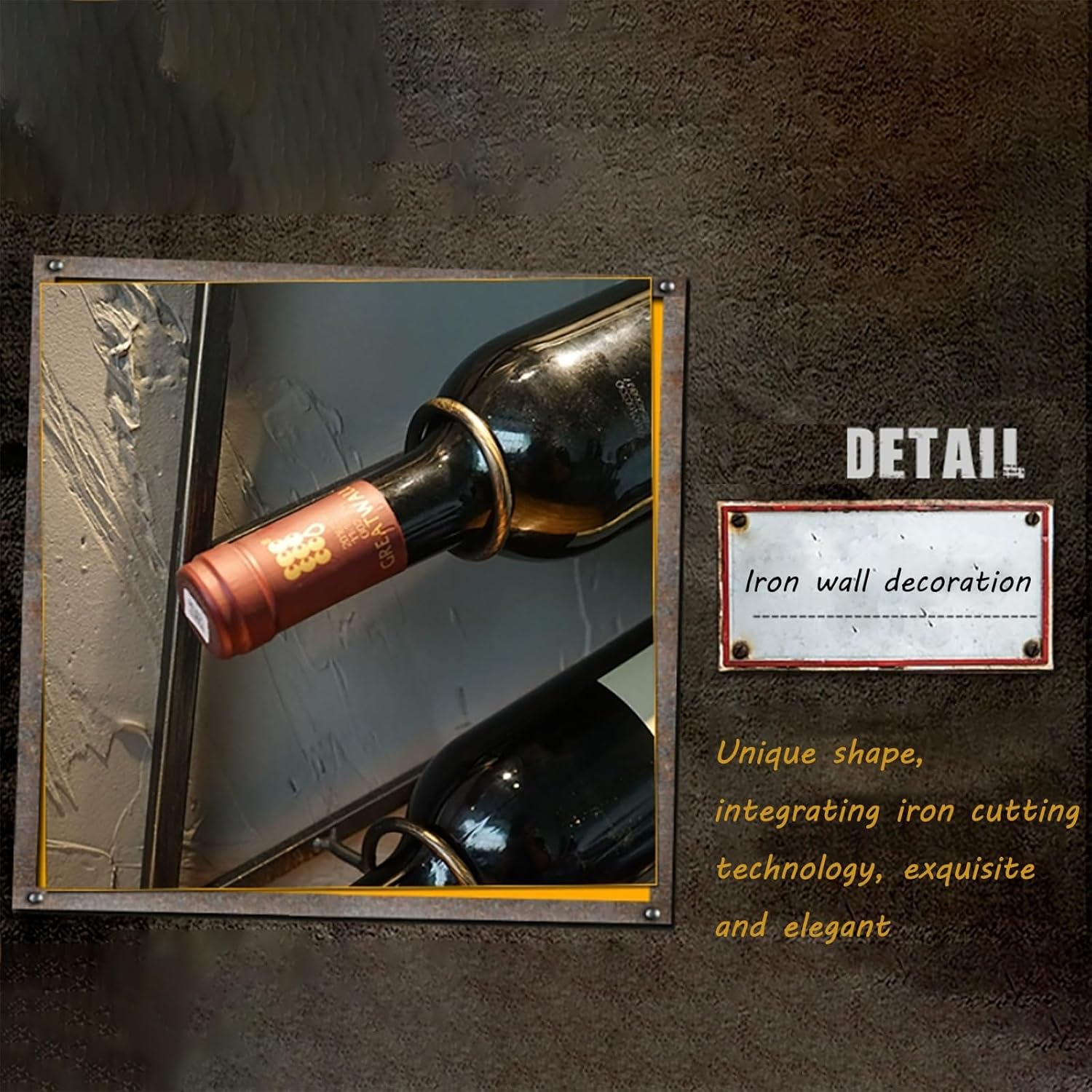 MeyeLo Wall-Mounted Gold Wine Rack