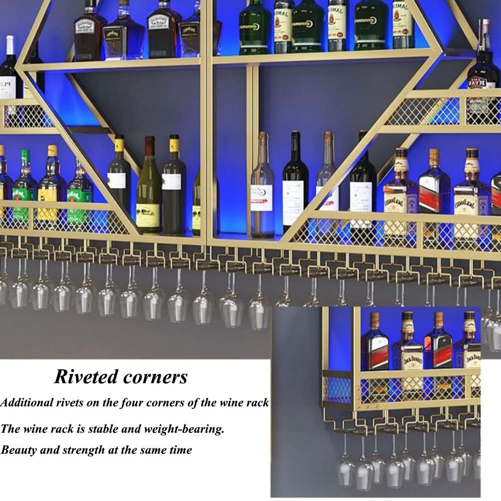 LED Wall Mounted Wine Rack with Glass Hangers 1
