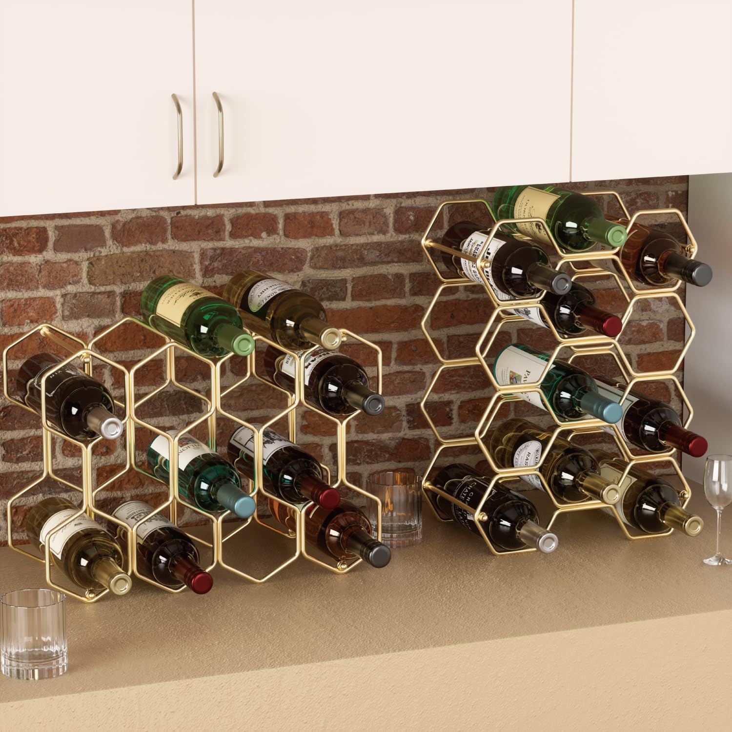 Buruis 14-Bottle Tabletop Wine Rack Gold 1
