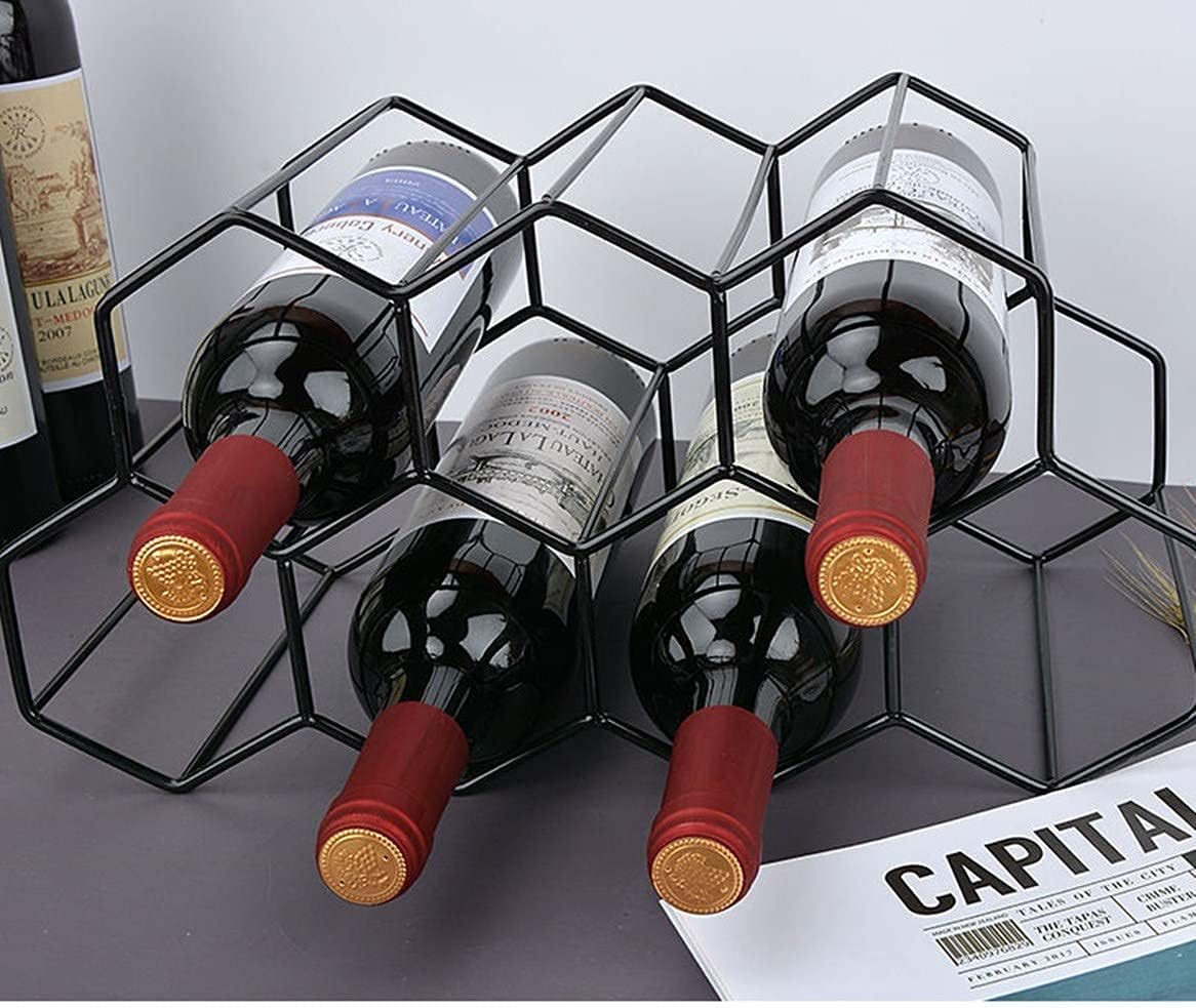 Handisen 9 Bottle Freestanding Wine Rack Black Metal Honeycomb Storage Stand