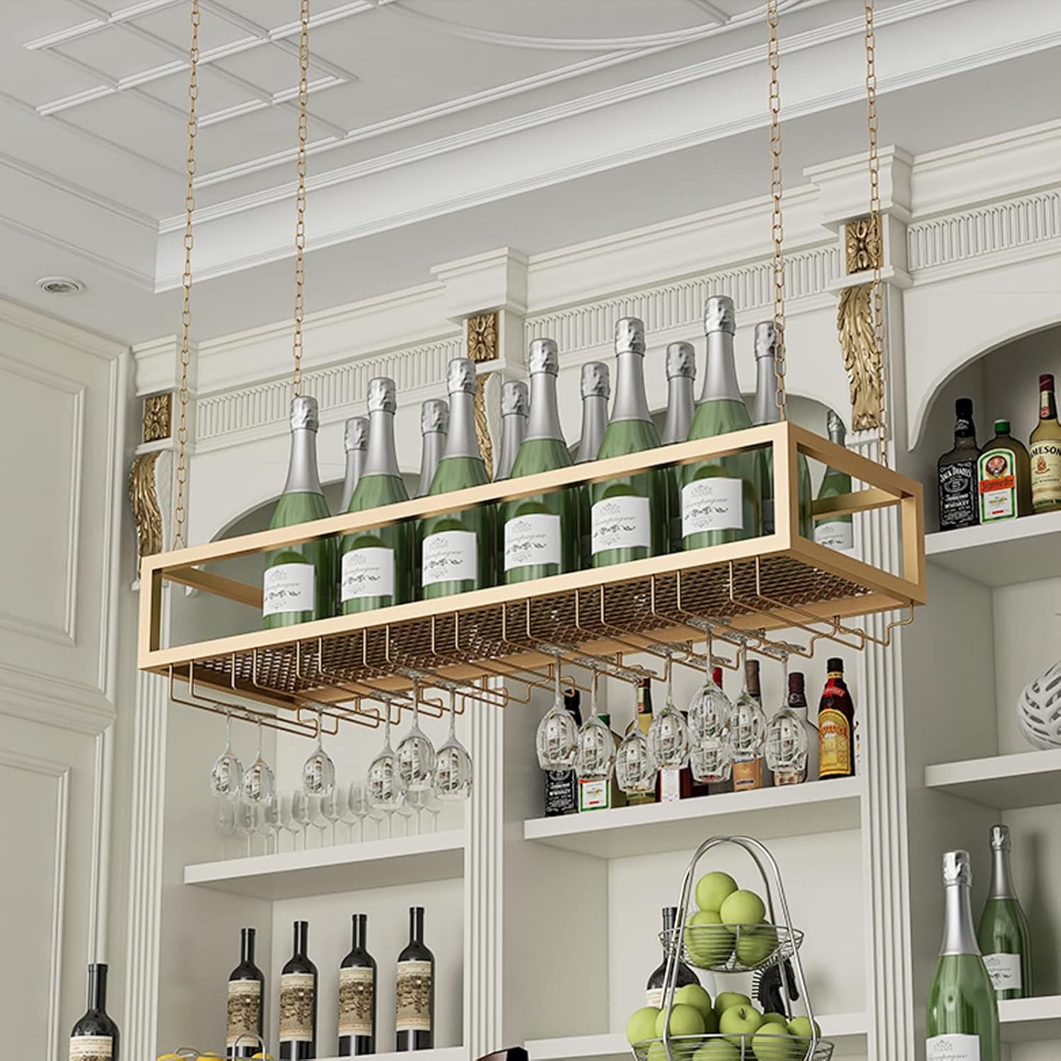 ZJDYDY Wall-Mounted Wine Rack with Goblet Holder 1