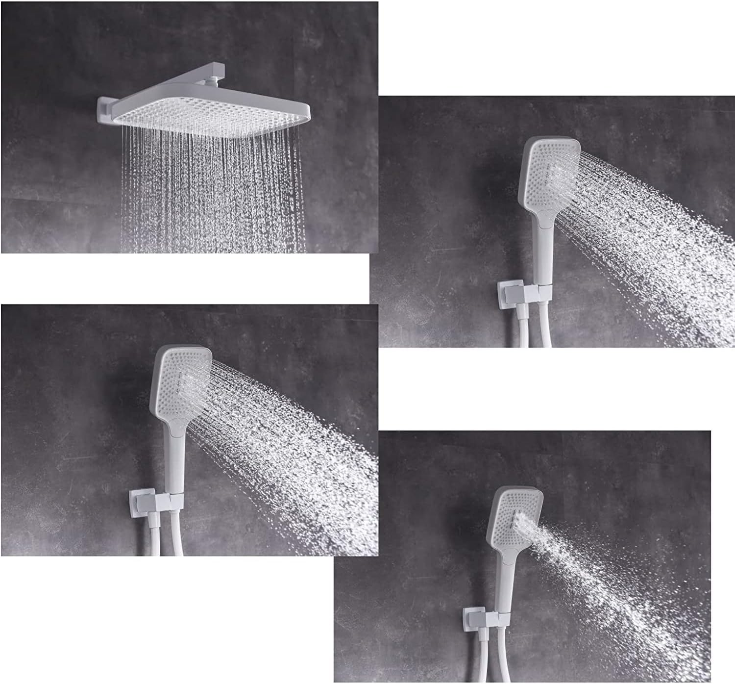 White Aesthetic Mixer Shower Set with Rainfall and Handheld