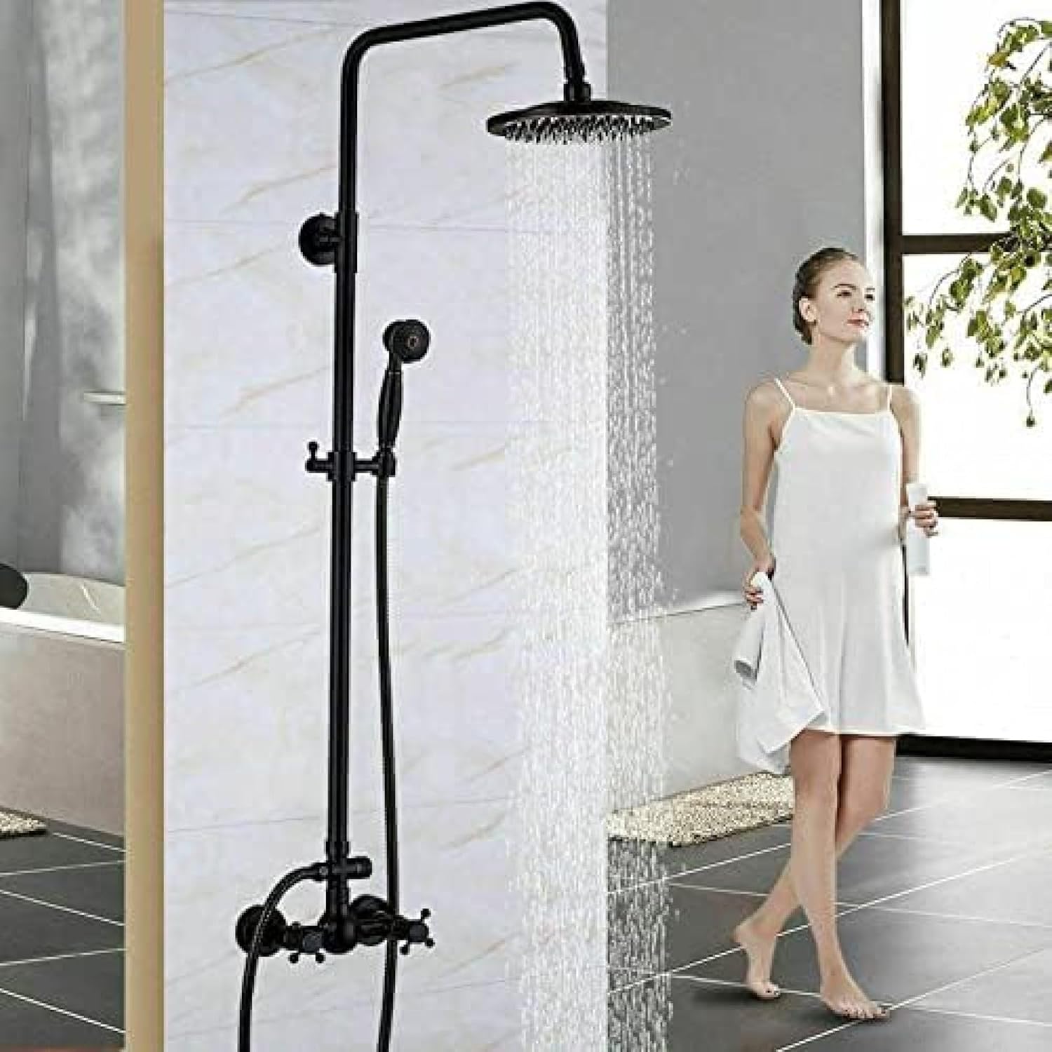 TECKI Oil Surface Bronze Rain Shower System Set