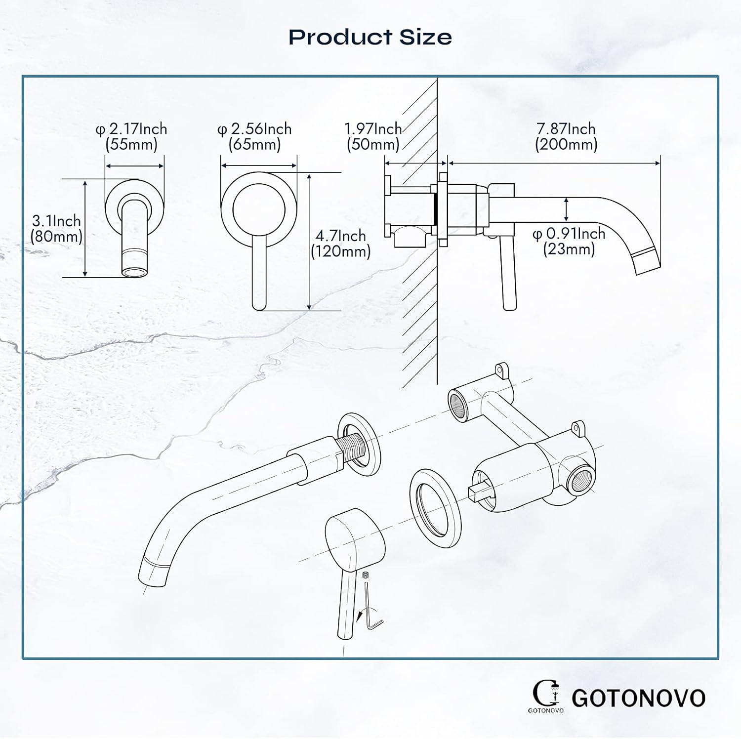 Gotonovo 12 Square Showerhead with 2-in-1 Handheld