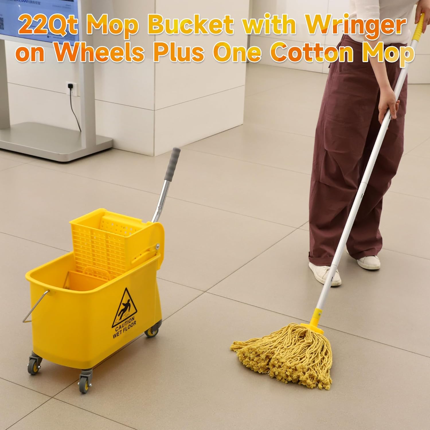 Wajeehaa 22 Qt Mop Bucket with Wringer and Cotton Mop 1