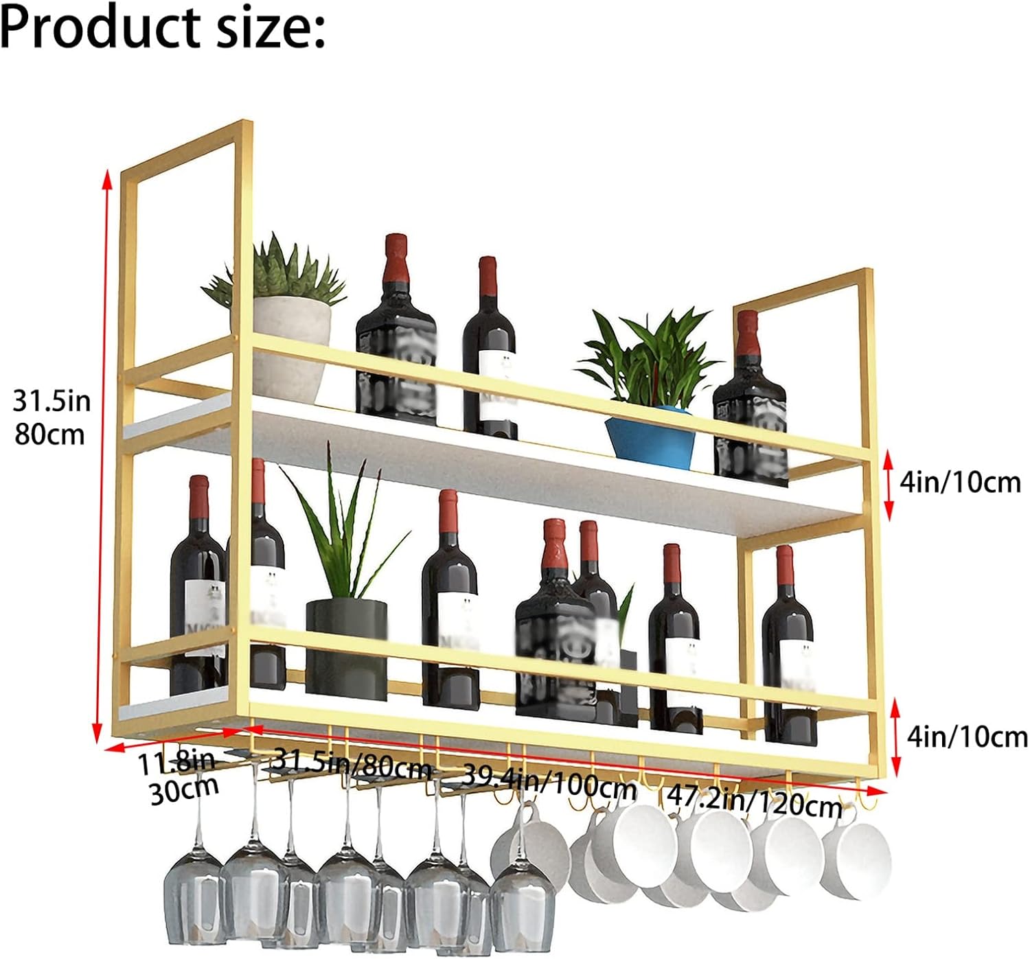 ZJDYDY 2 Tier Wall Mounted Wine Rack with Stemware Holder 1