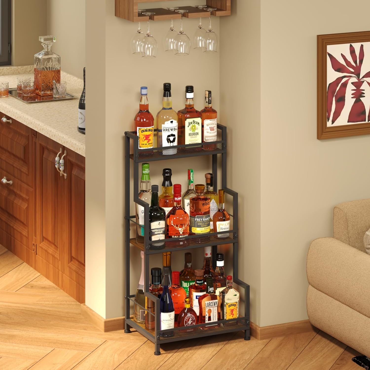 Bliesosfud Upgraded 3 Tier Liquor Stand for Home Bar