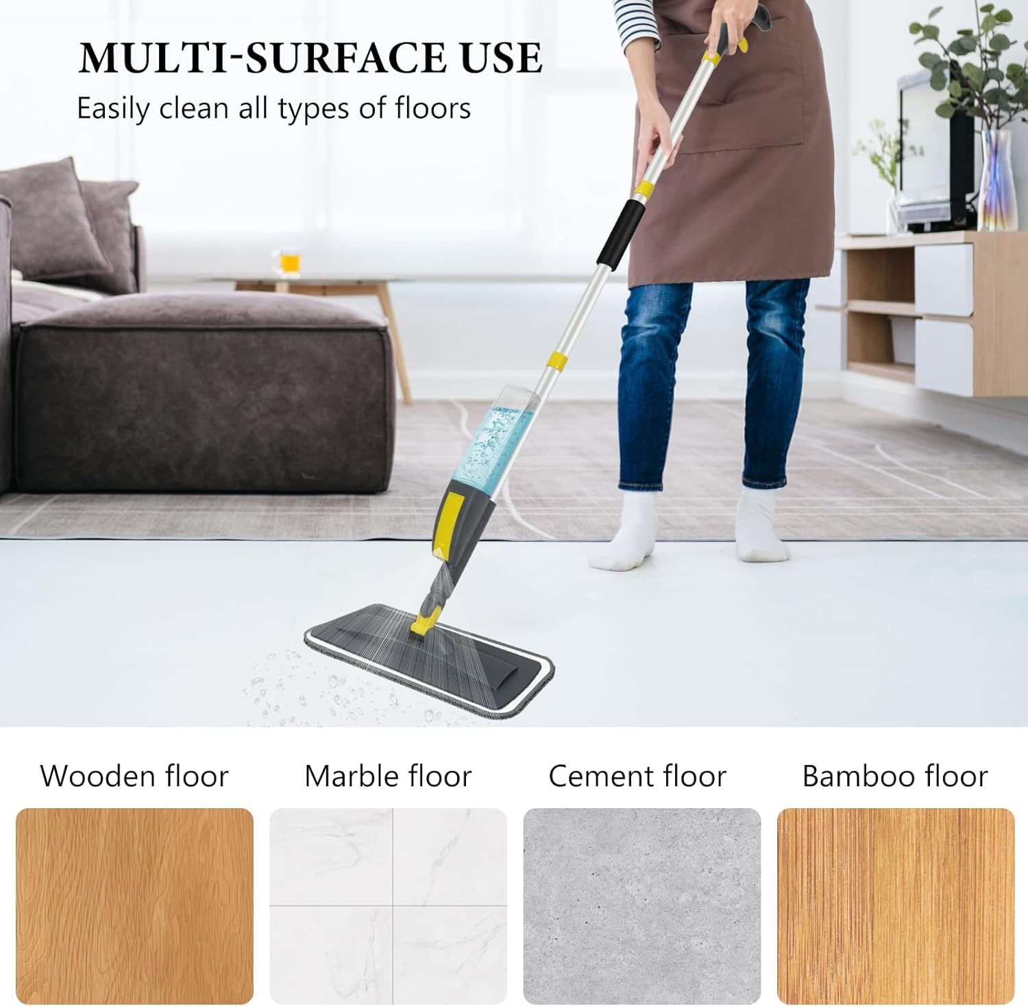 NileHome Spray Mop with 3 Washable Pads and 400 ml Refill Bottle
