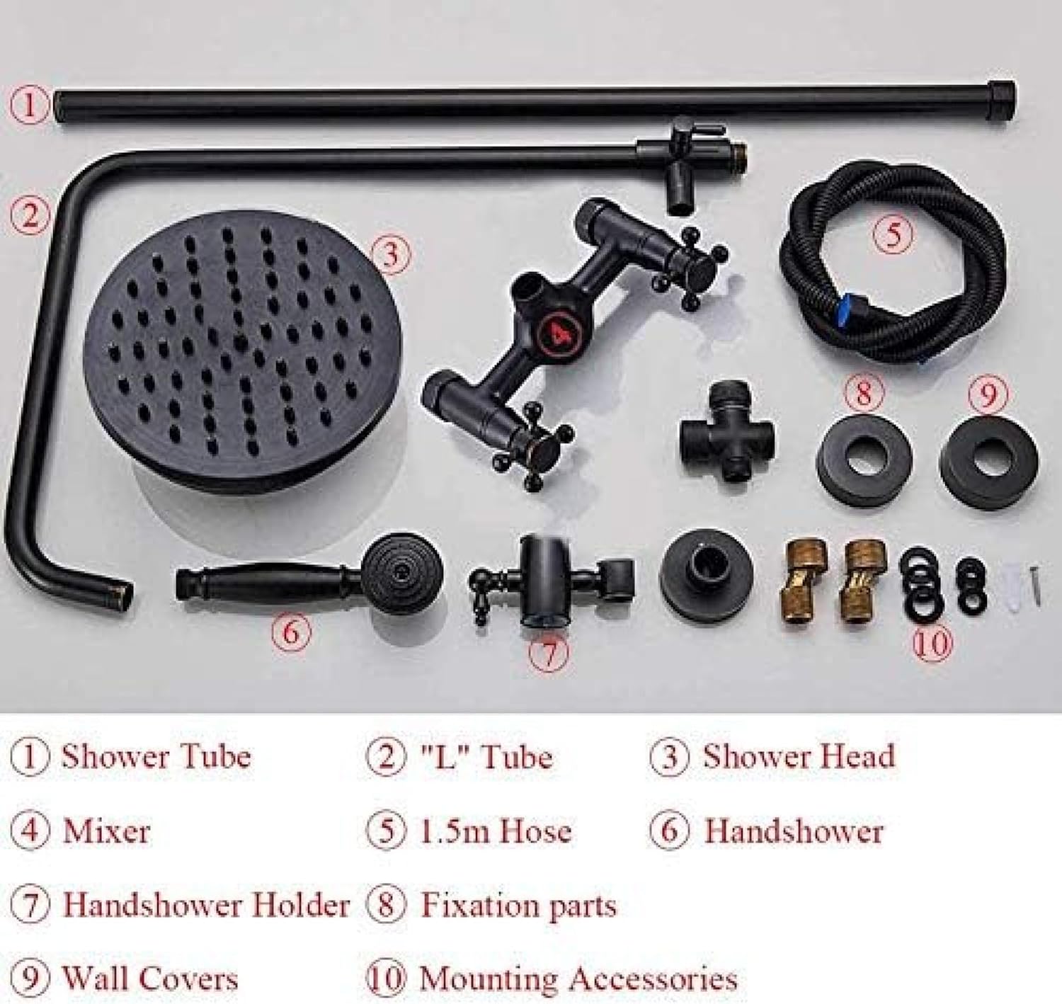 TECKI Black Oil Rubbed Bronze Shower Head Set with Handheld Mixer Taps