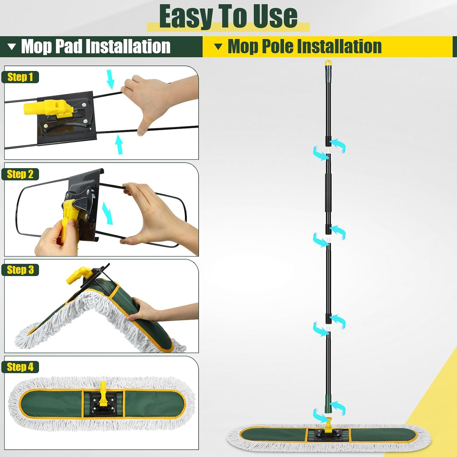 BUVE 36 Inch Commercial Dust Mop with Replacement Pads