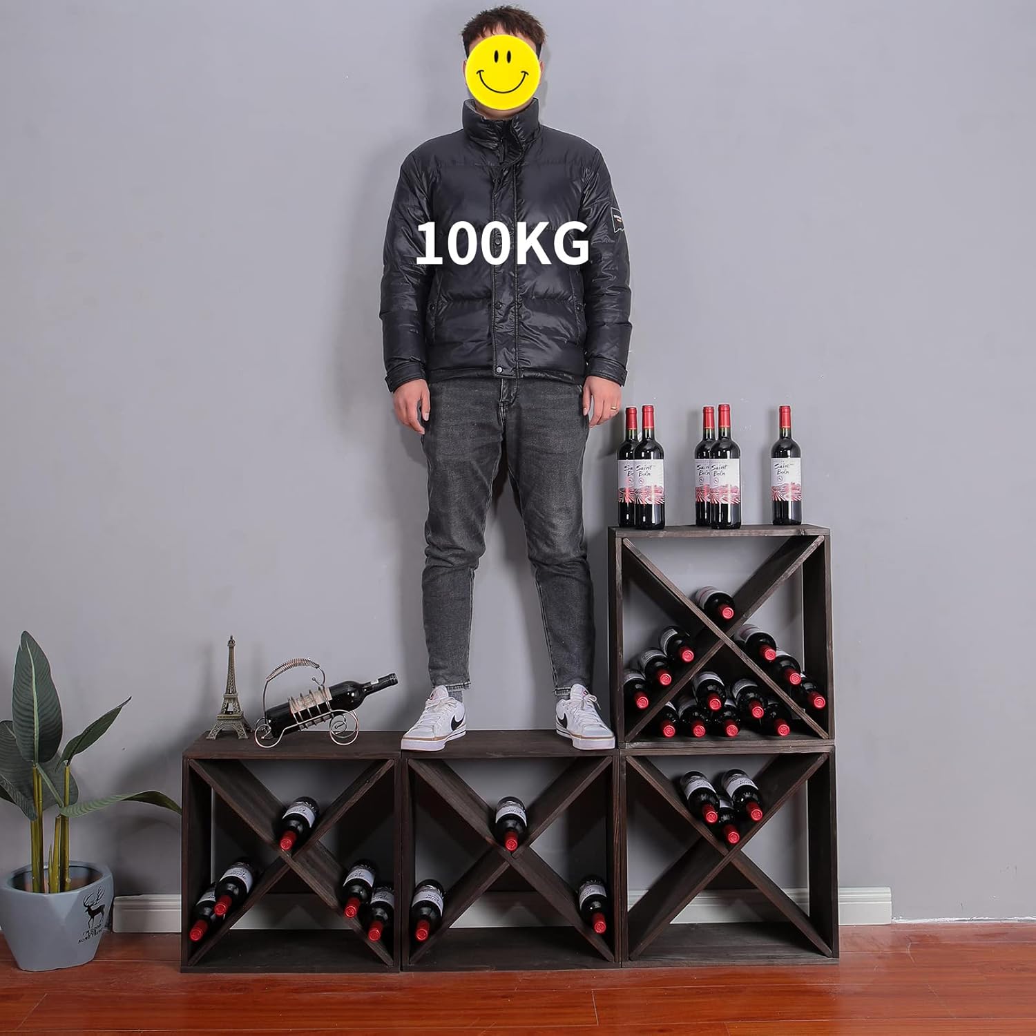 FDHUIJIA 48-Bottle Solid Wood Wine Rack