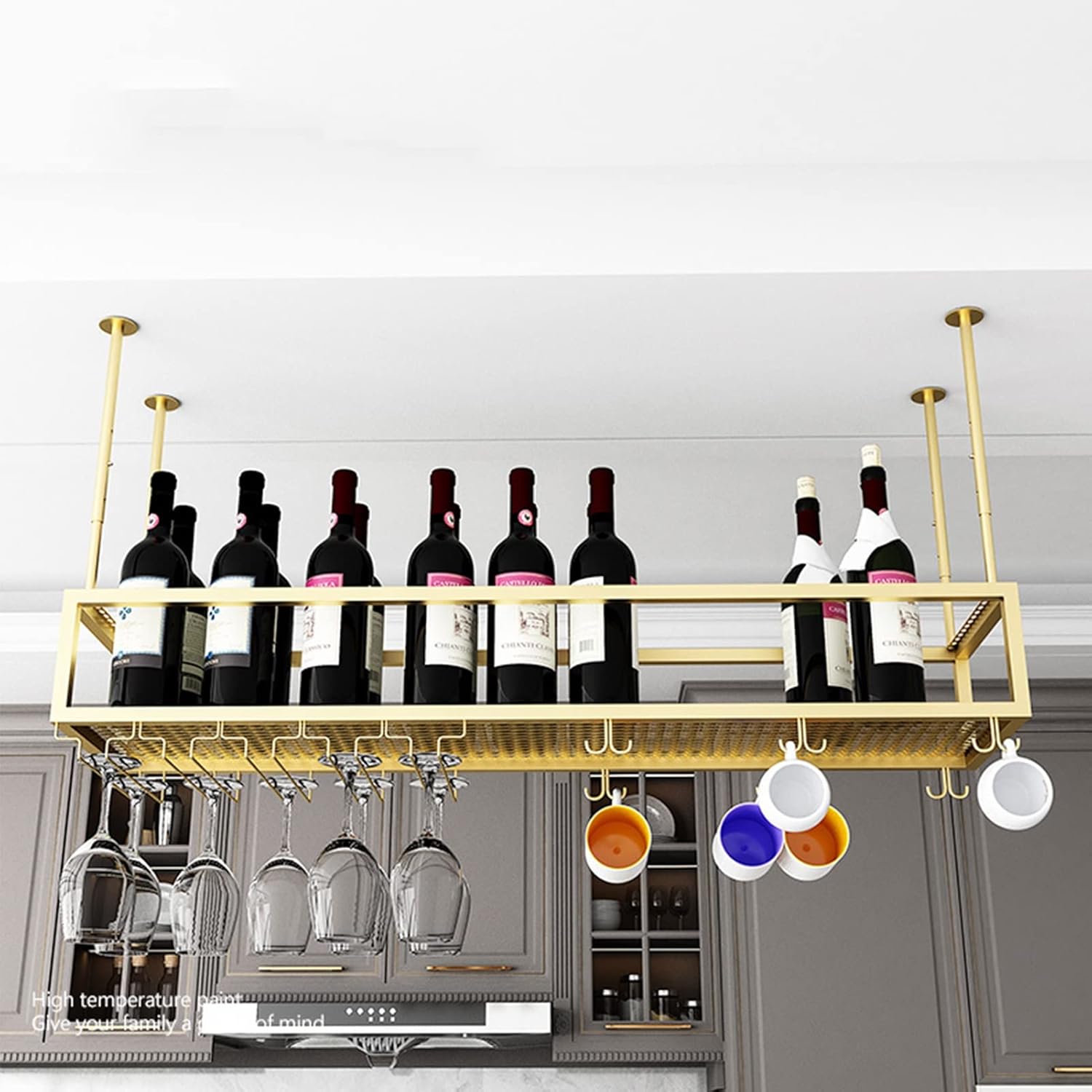 Pimex Wall-Mounted Wine Rack with Adjustable Metal Holder