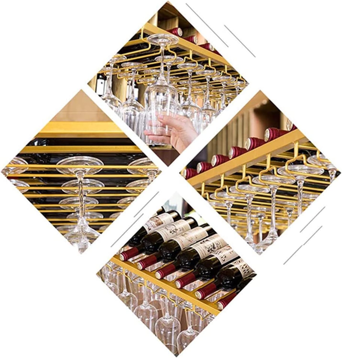 ALDEPO Wall-Mounted Wine Rack with Adjustable Metal Bar