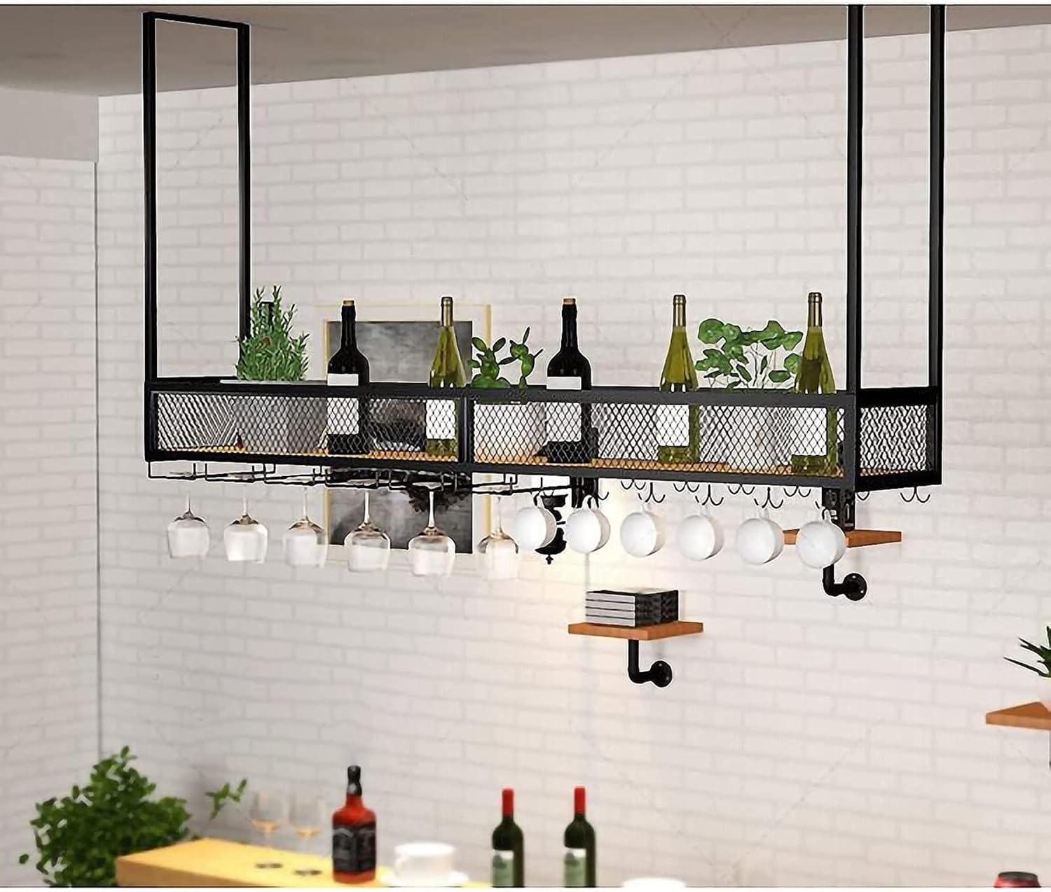 ZJDYDY Wall-Mounted Wine Rack with Glass Holder 1