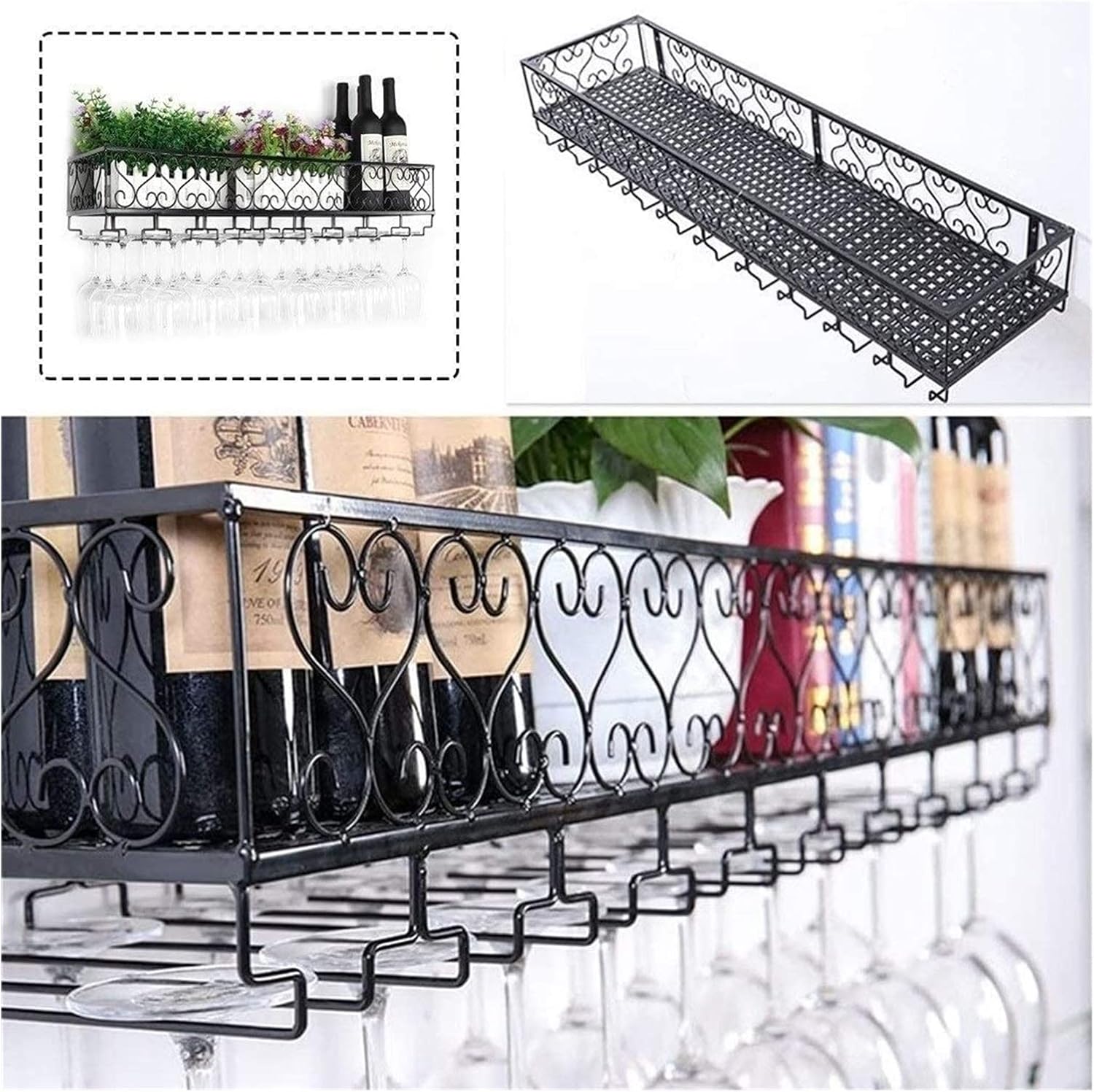 ALDEPO Wall-Mounted Wine Racks Black Industrial Retro Design