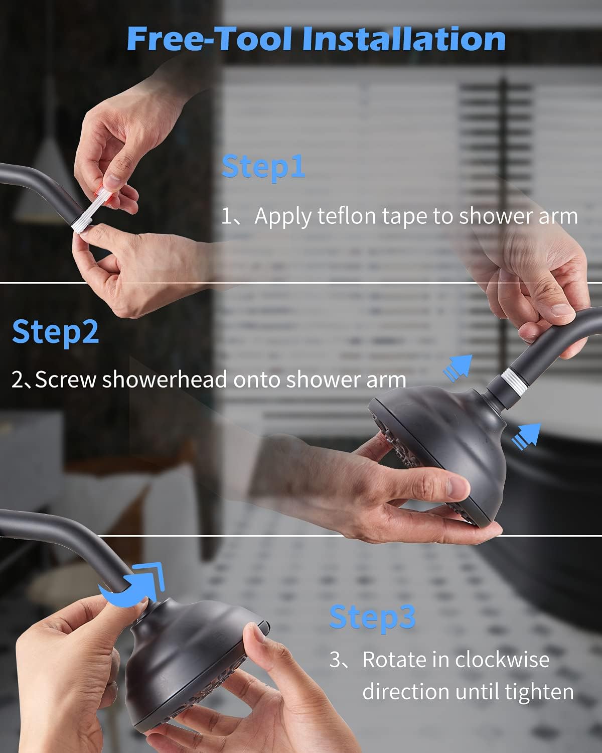 VMASSTONE High Pressure Shower Head with 7-Spray Settings