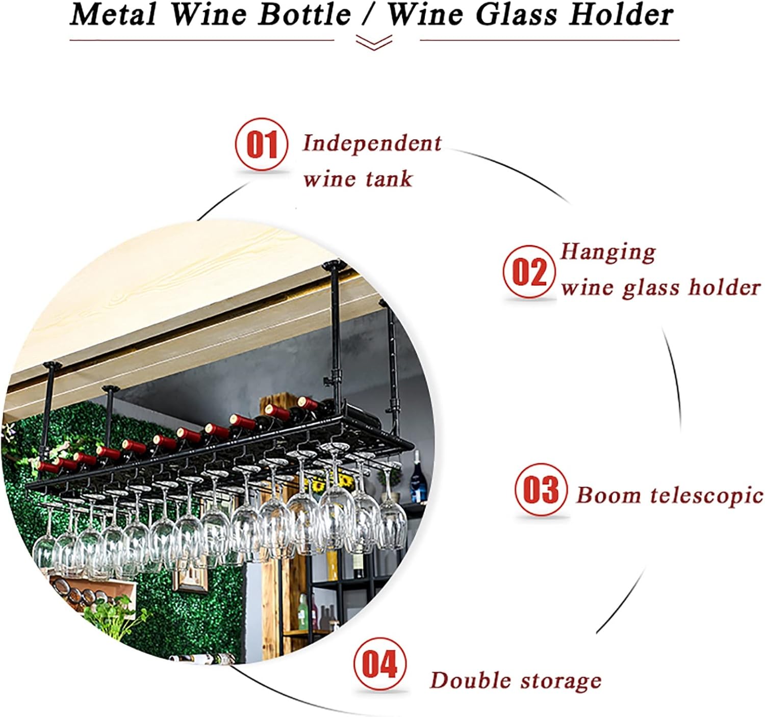 ZJDYDY Wall-Mounted Wine Rack Holder 60x35cm