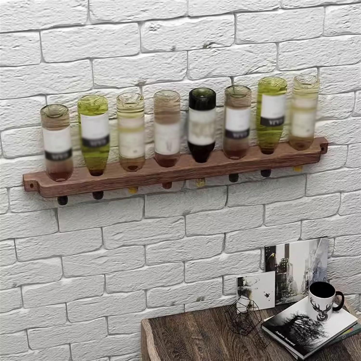 Wall-Mounted Wine Holder 90x7x2cm Tung Wood Creative Design