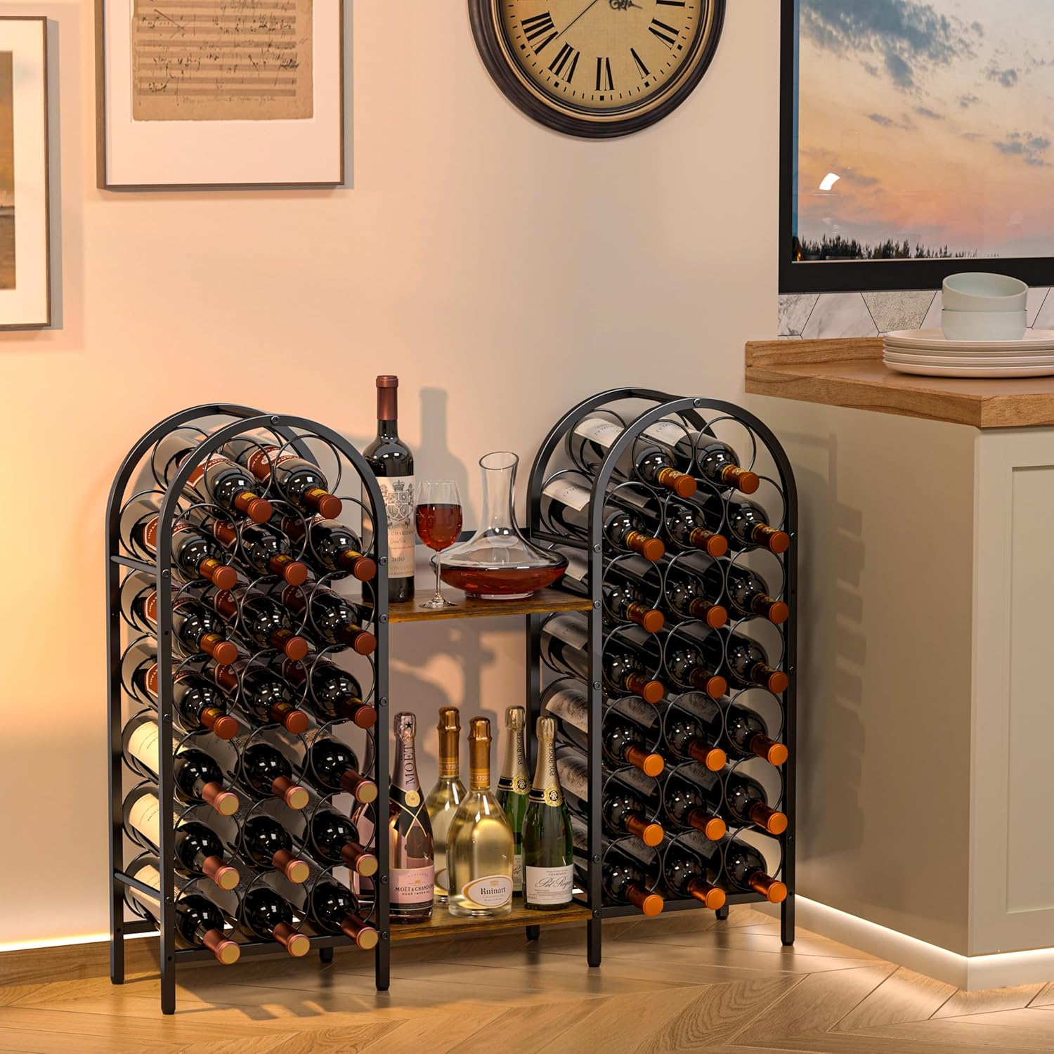 X-cosrack 40 Bottle Wine Rack with 2 Wooden Desks