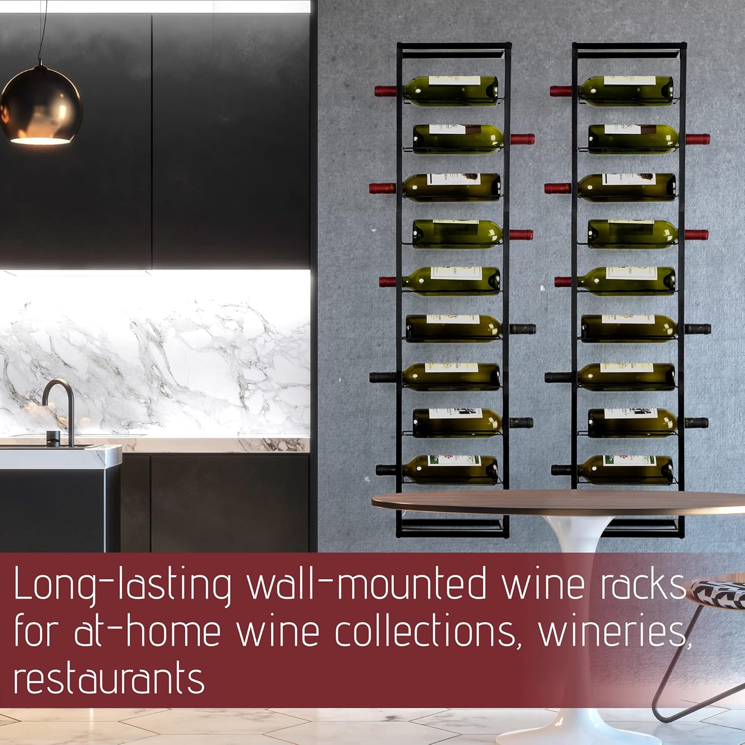AQAREA Wall Mounted Wine Rack 10 Bottle Holder - Black