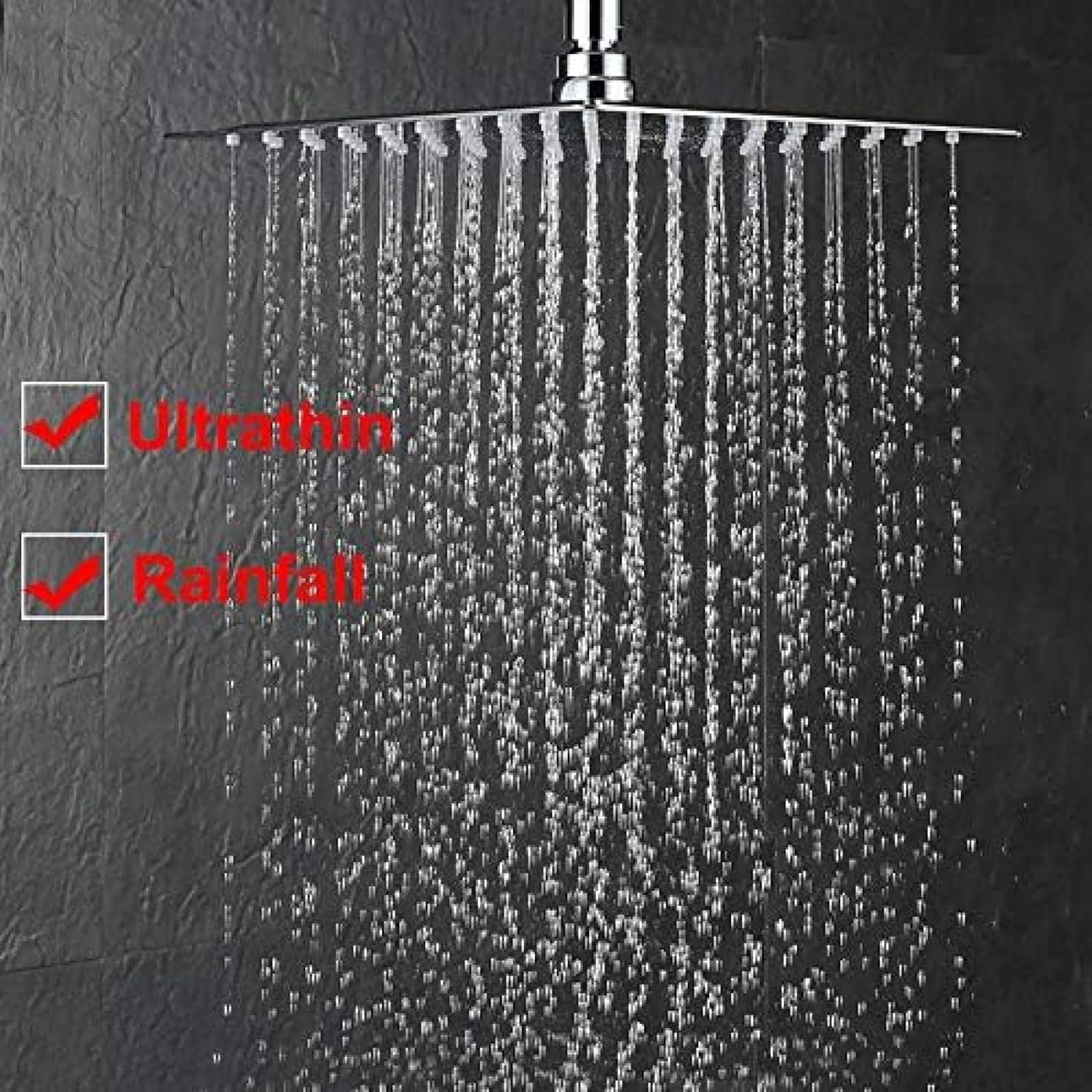 Concealed Luxury 12 Inch Square Rainfall Shower Trim System