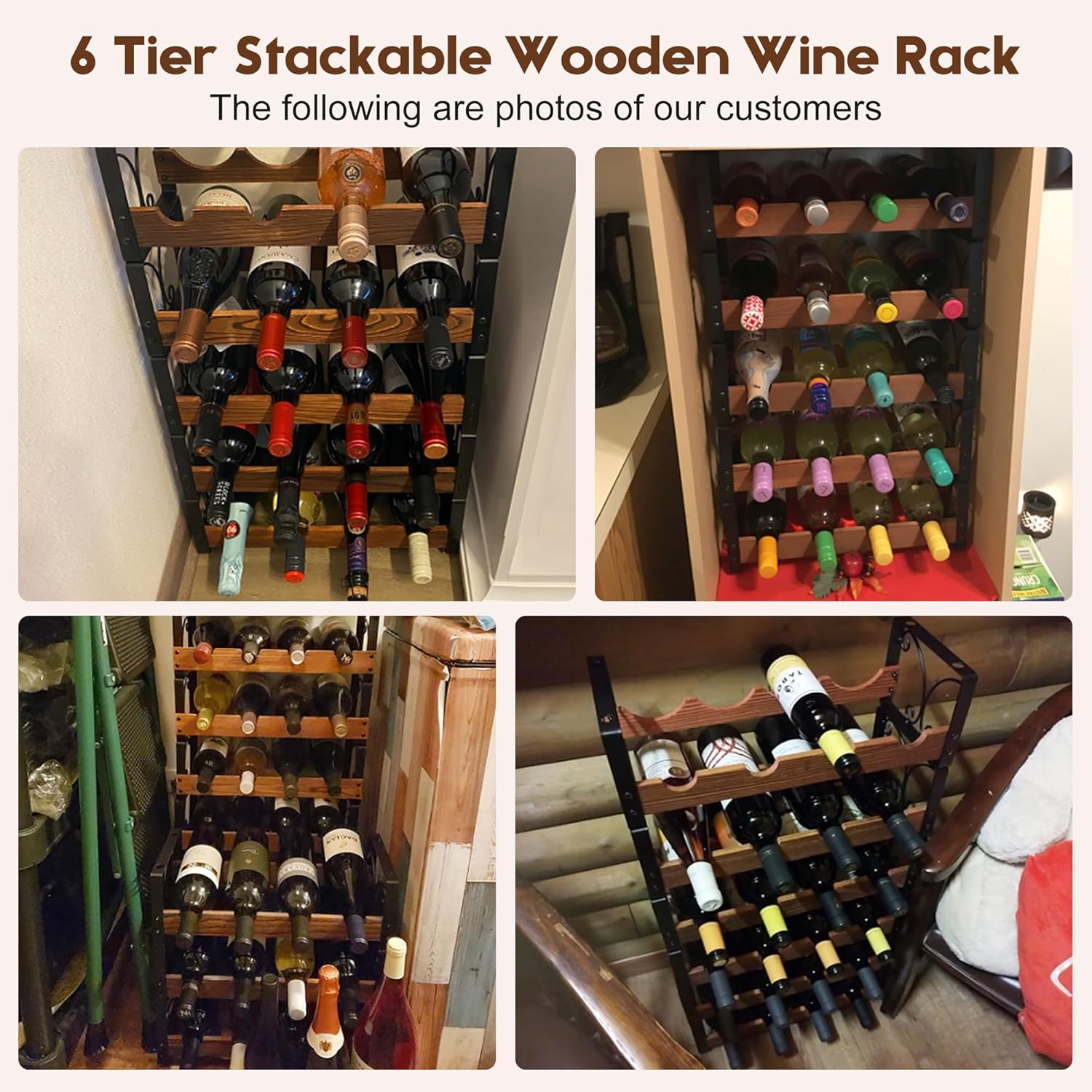 X-cosrack 6-Tier Freestanding Wine Rack with 24 Bottles Capacity