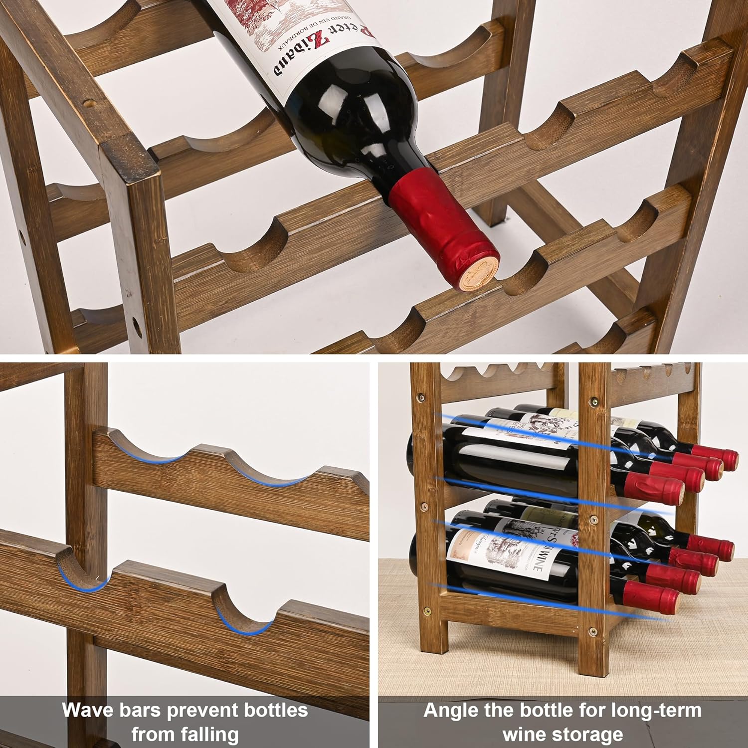 VASMIA 6-Tier Freestanding Wine Rack with Table Top