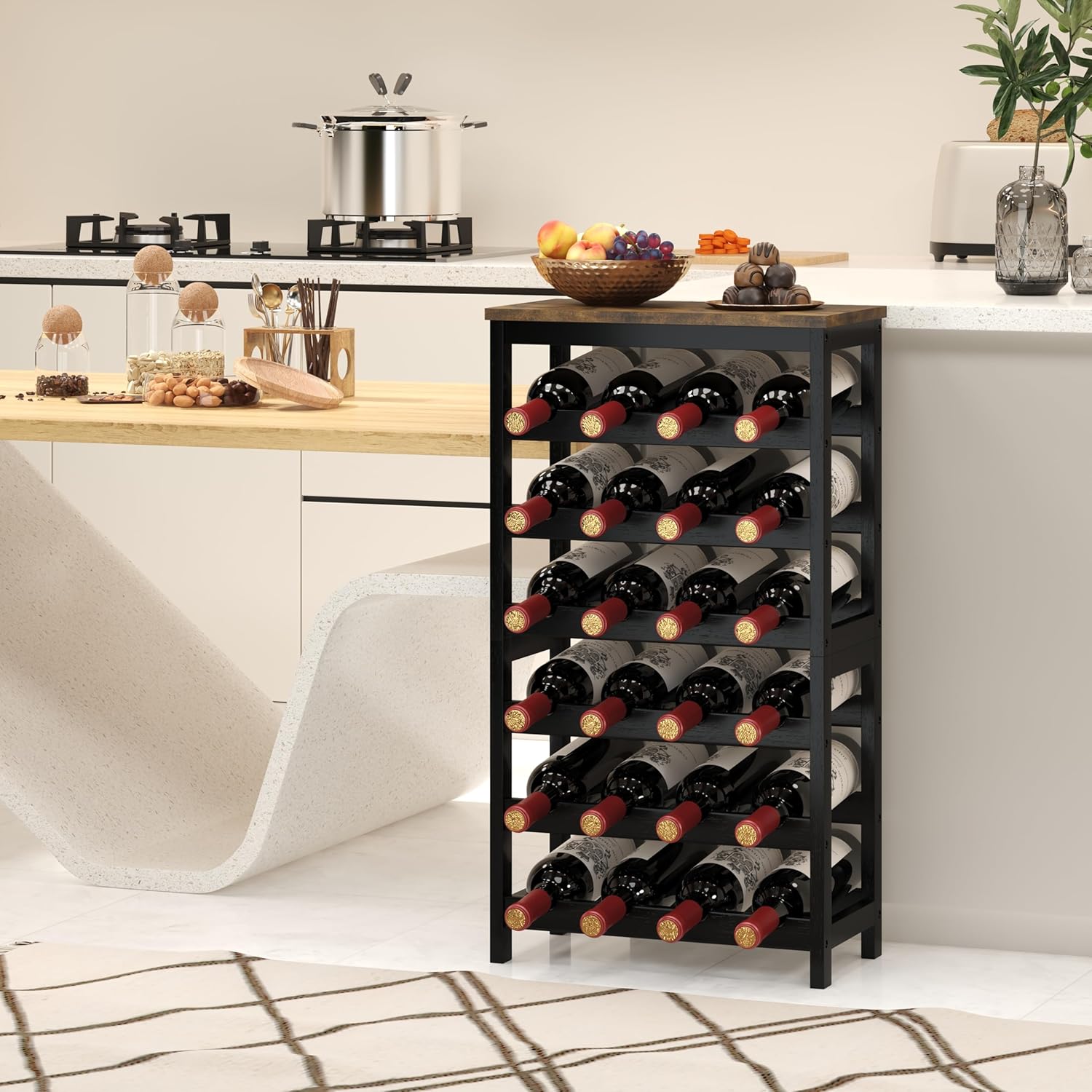 MOGELAFOO 6 Tier Bamboo Wine Rack 24 Bottles