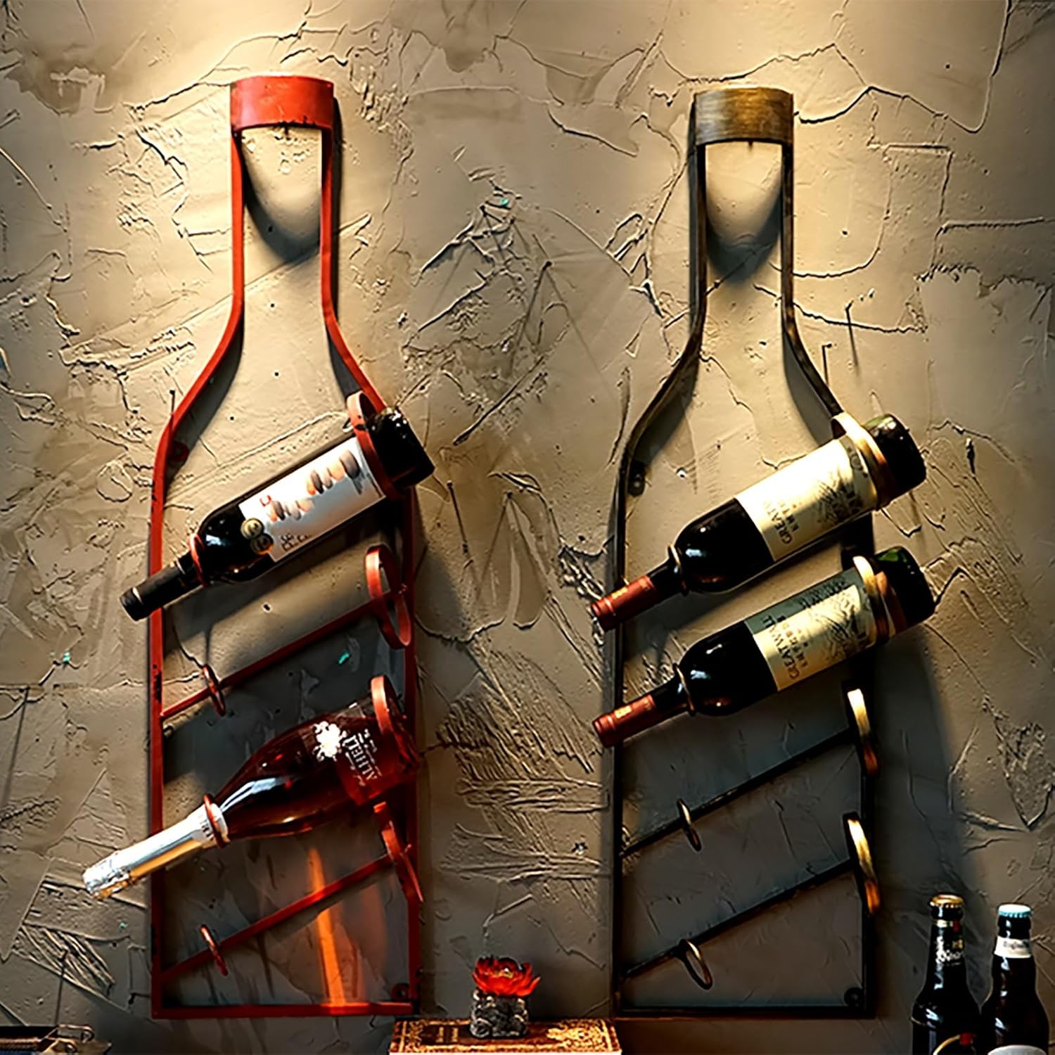 MeyeLo Wall-Mounted Gold Wine Rack