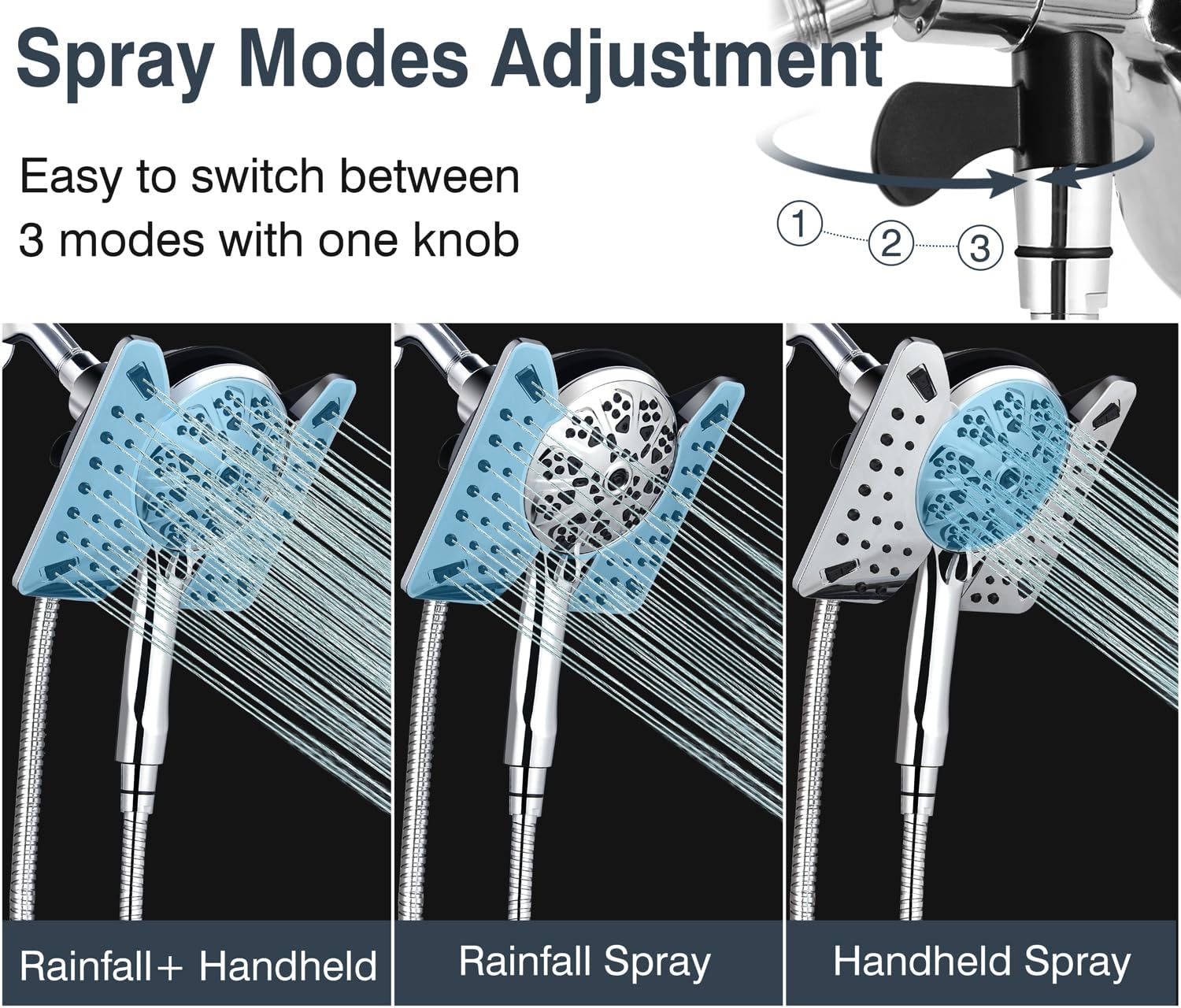 25 GPM Handheld Shower Head Combo with 10 Spray Settings