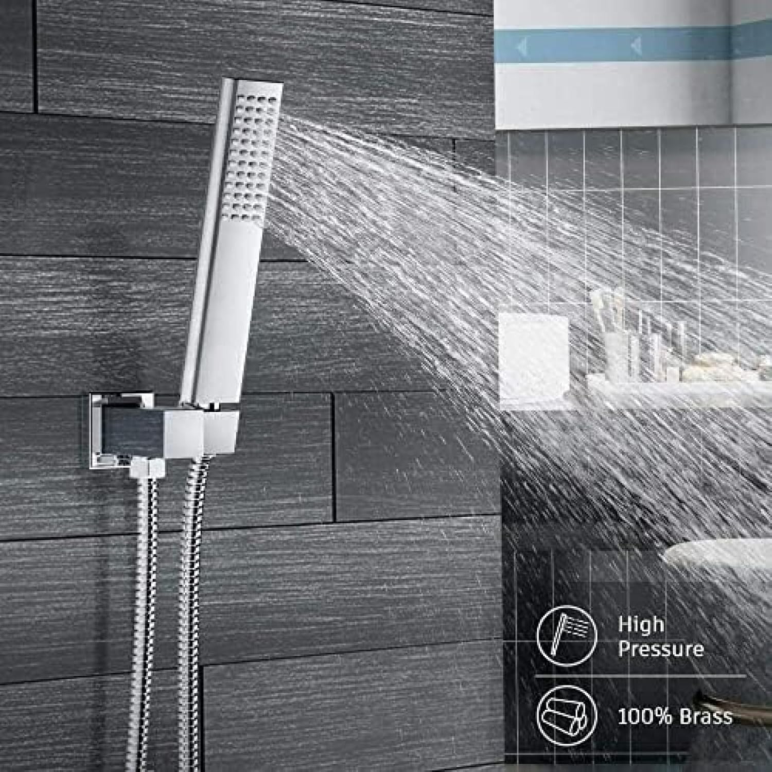 TECKI Thermostatic Shower System with 16 Inch Head and Handheld Tap 1