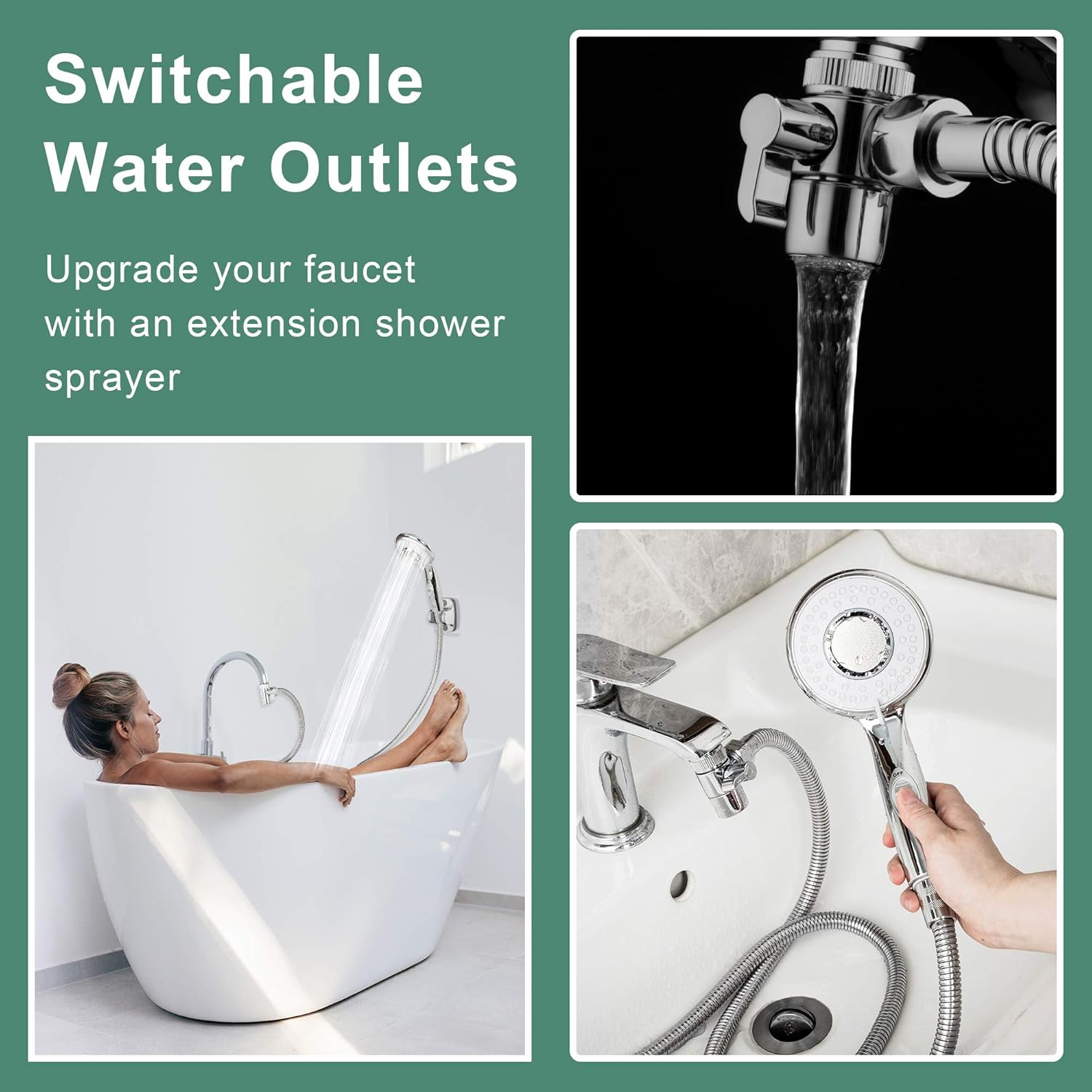 Klleyna Multi-Use Faucet Sprayer - 5 Adapters for Sink Bathtub