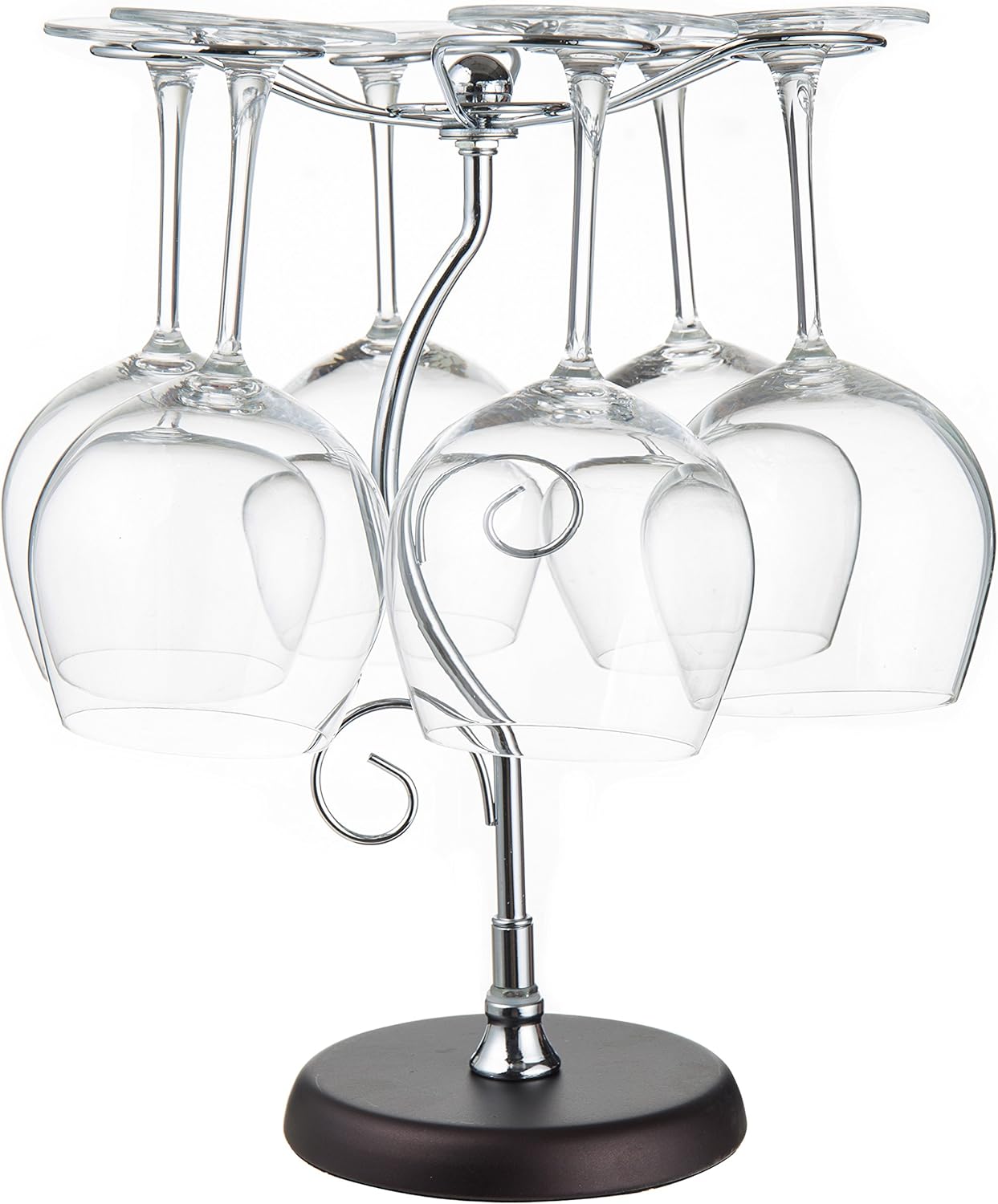 MyGift 6-Hook Wine Glass Holder with Scrollwork Design