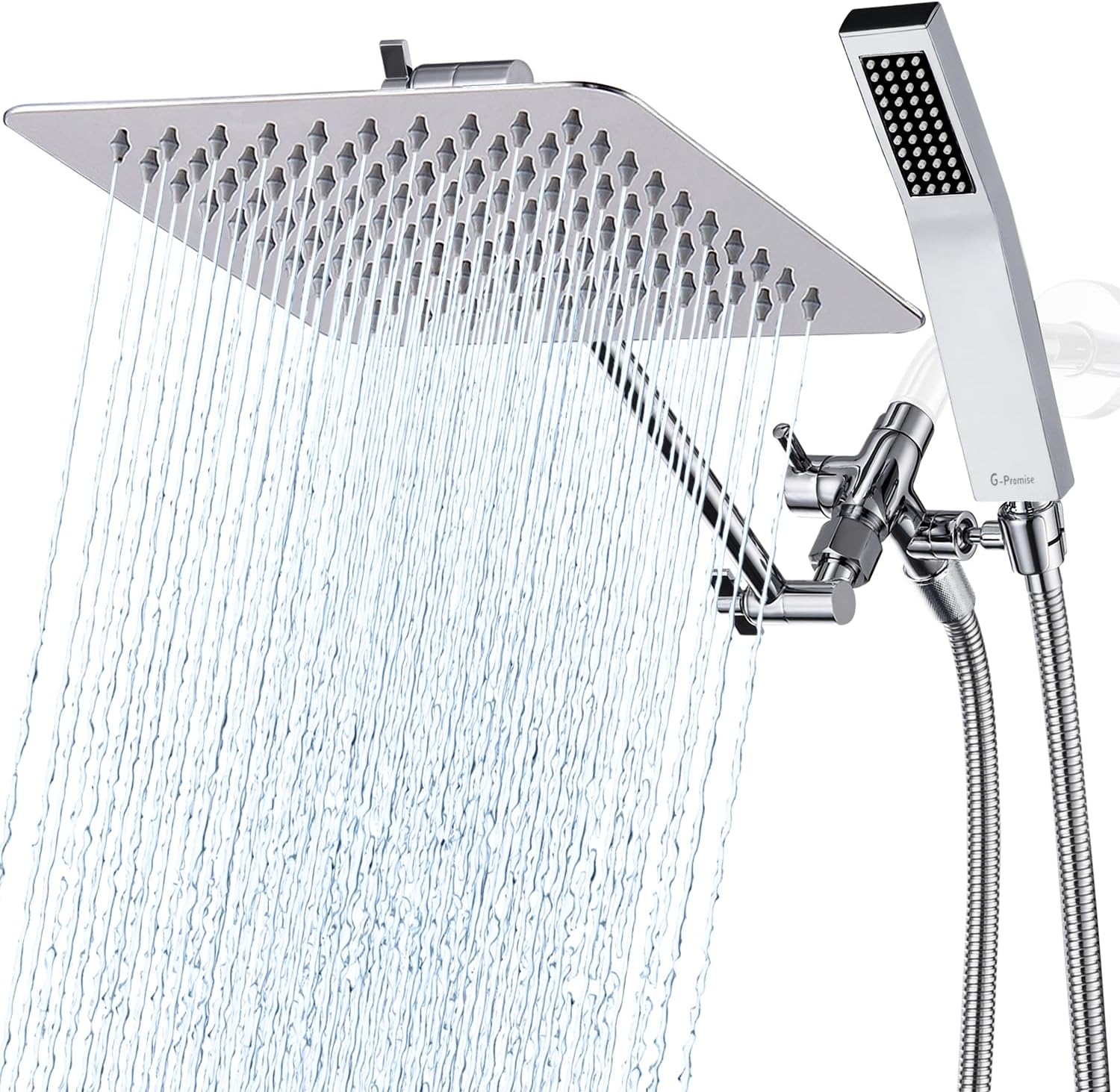 G-Promise All Metal 10 Inch Dual Square Shower Head Set