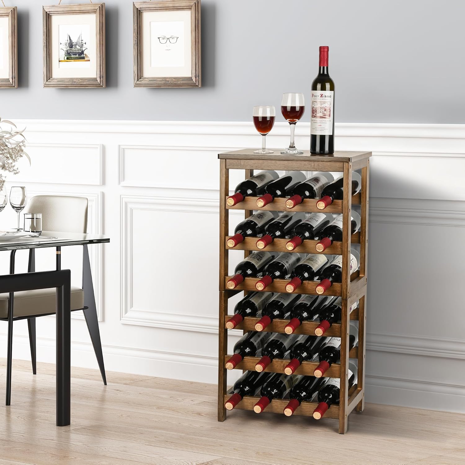 VASMIA 6-Tier Freestanding Wine Rack with Table Top