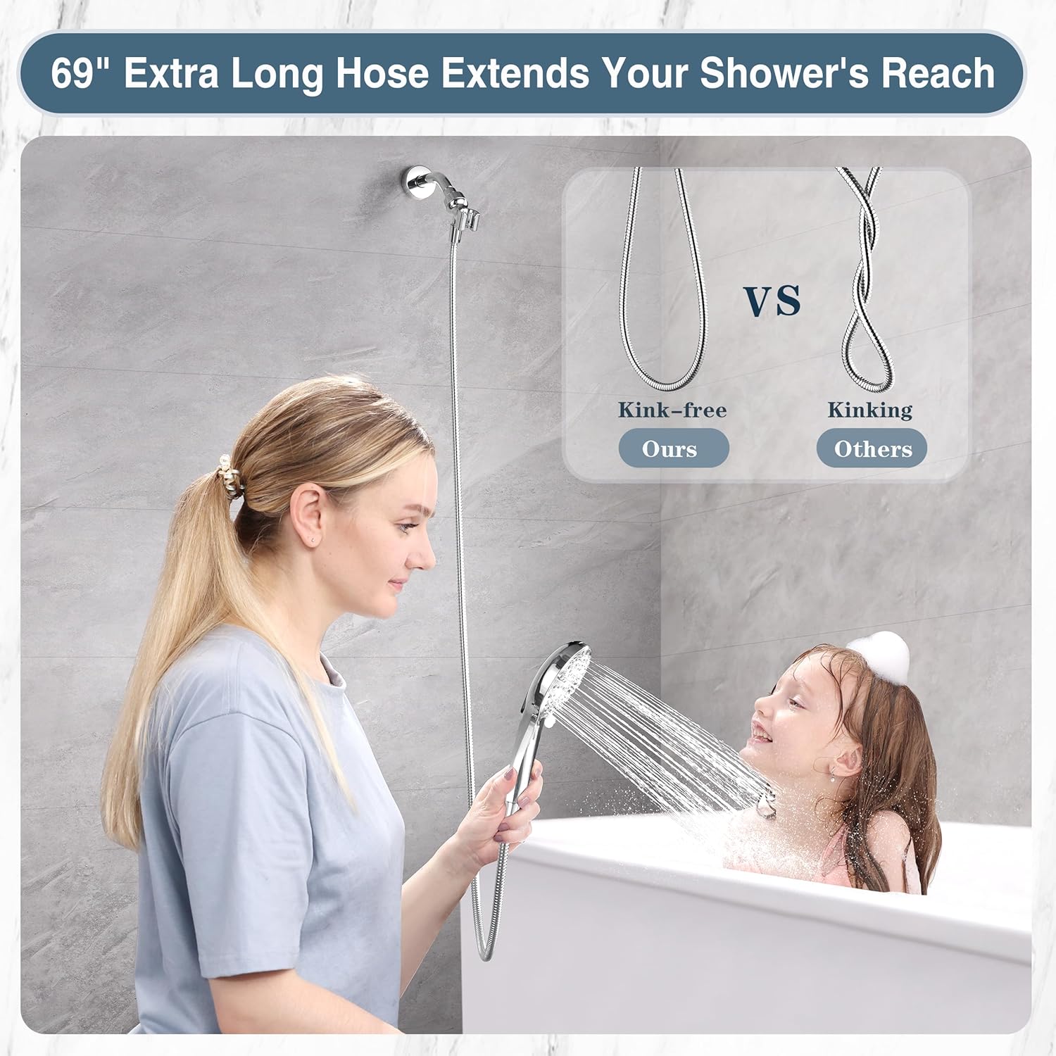 Bright Showers Handheld Showerhead with 9 Spray Settings 1