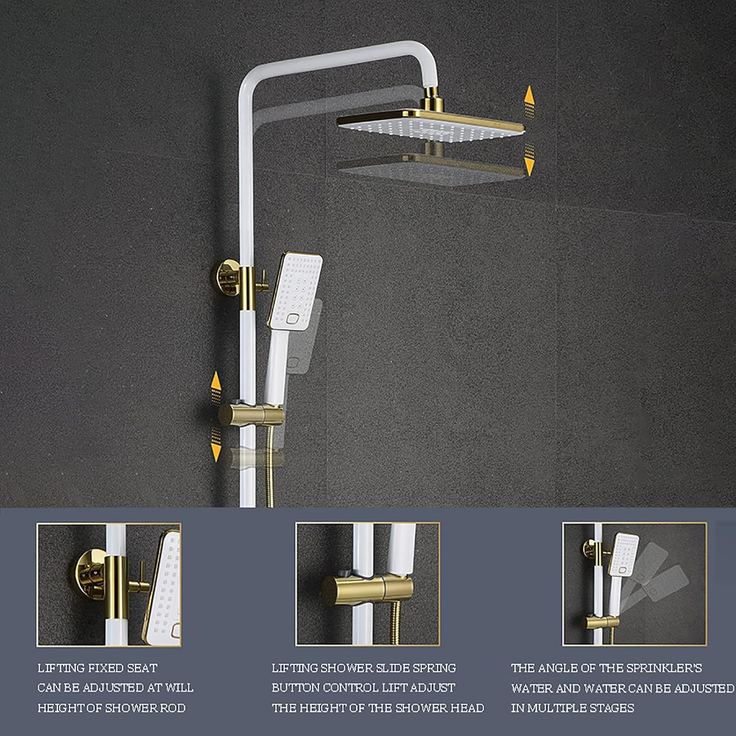 White Waterfall Shower System with Handheld Combo Set