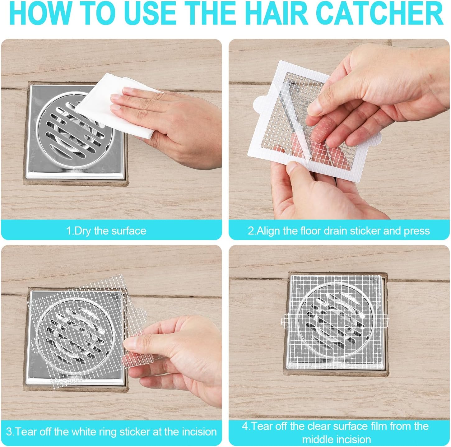 25pcs Shower Hair Catcher Mesh Sticker for Drain Cover