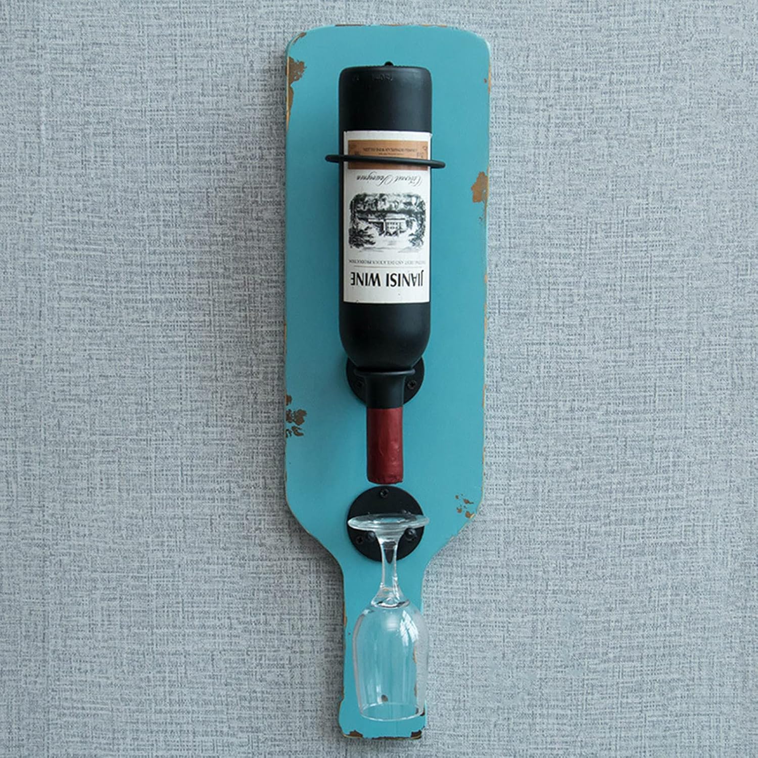 PSMPENG Wall Mounted Wine Rack with Glass Holder