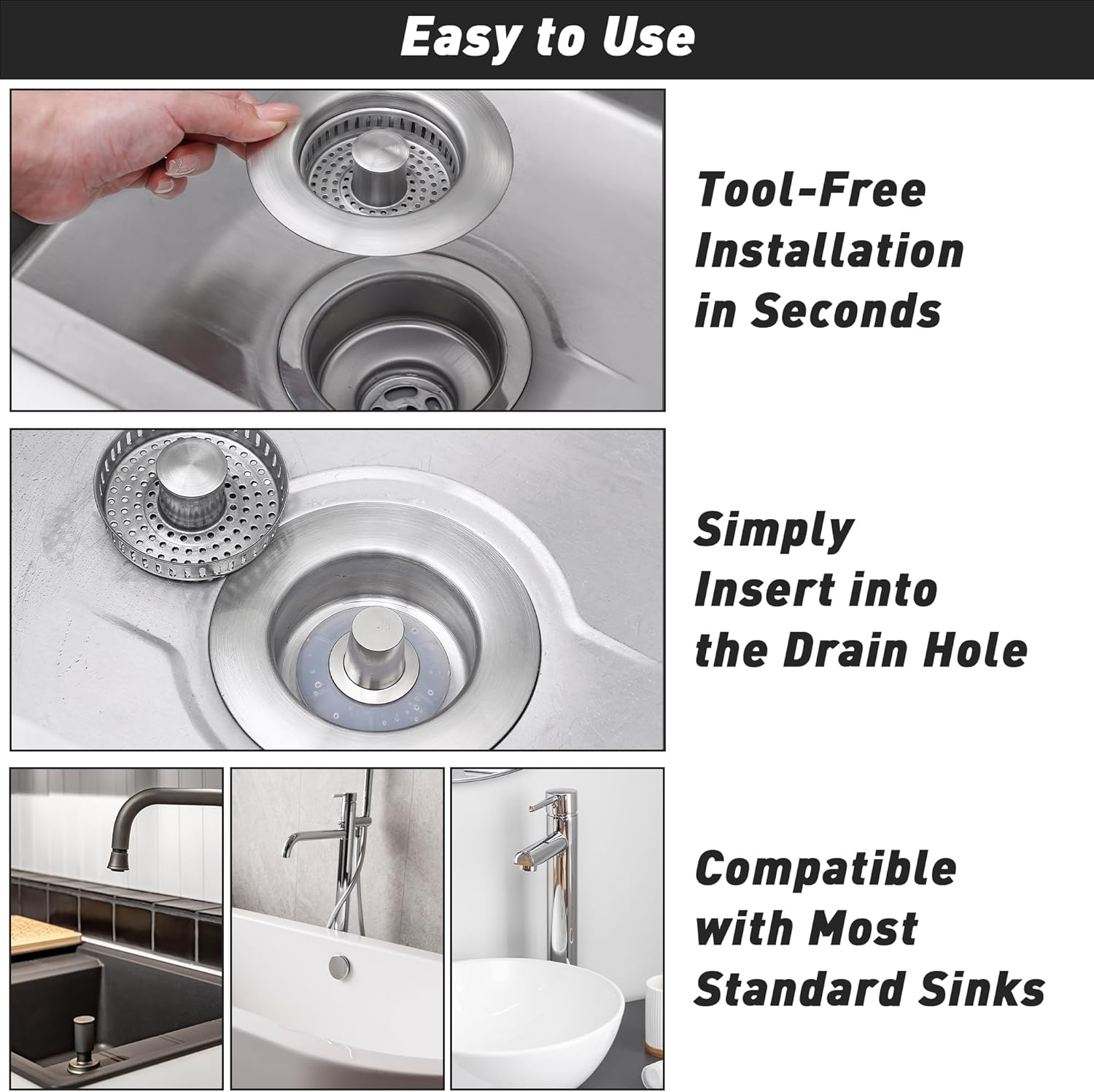 KENPMA 3-in-1 Kitchen Sink Drain Strainer