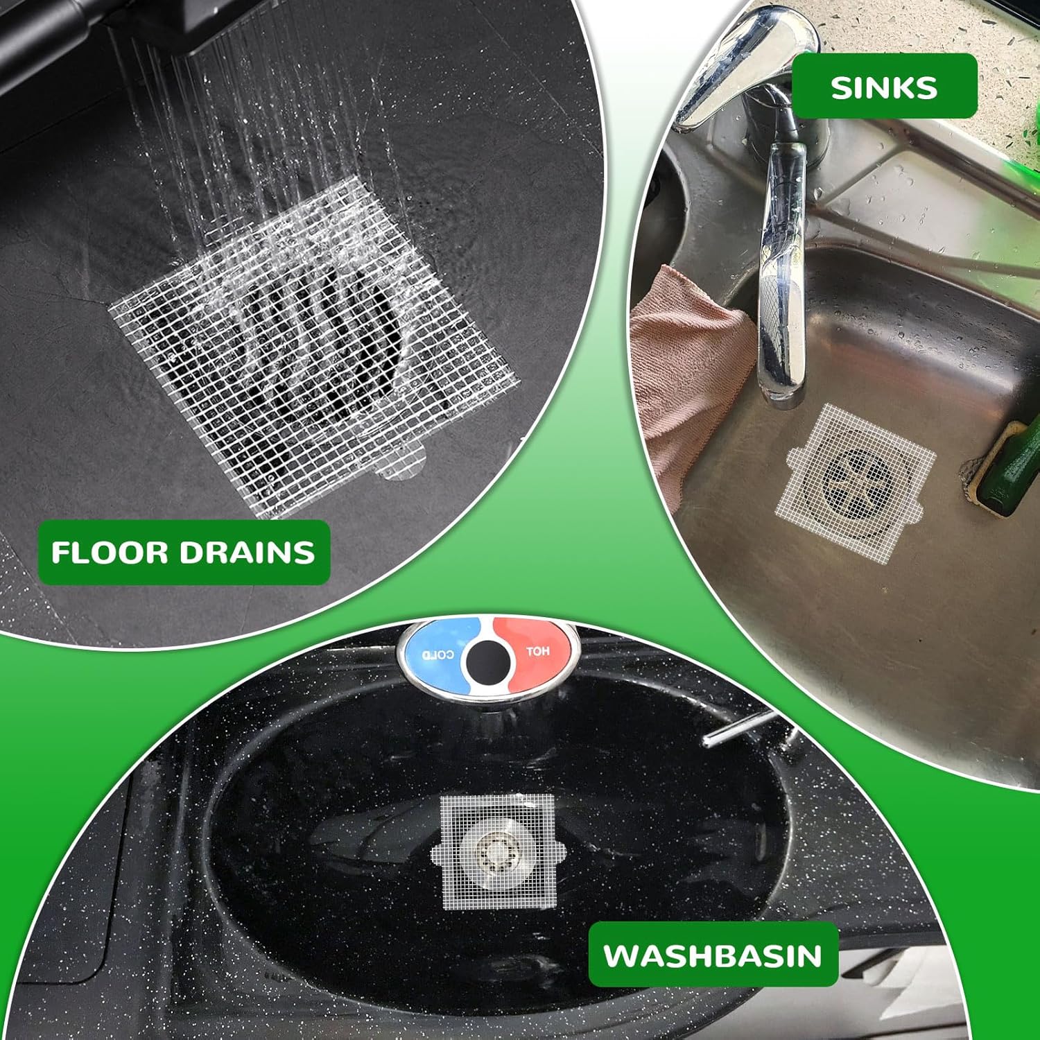 40 Pack Disposable Square Hair Catcher Sticker for Bathroom Drains