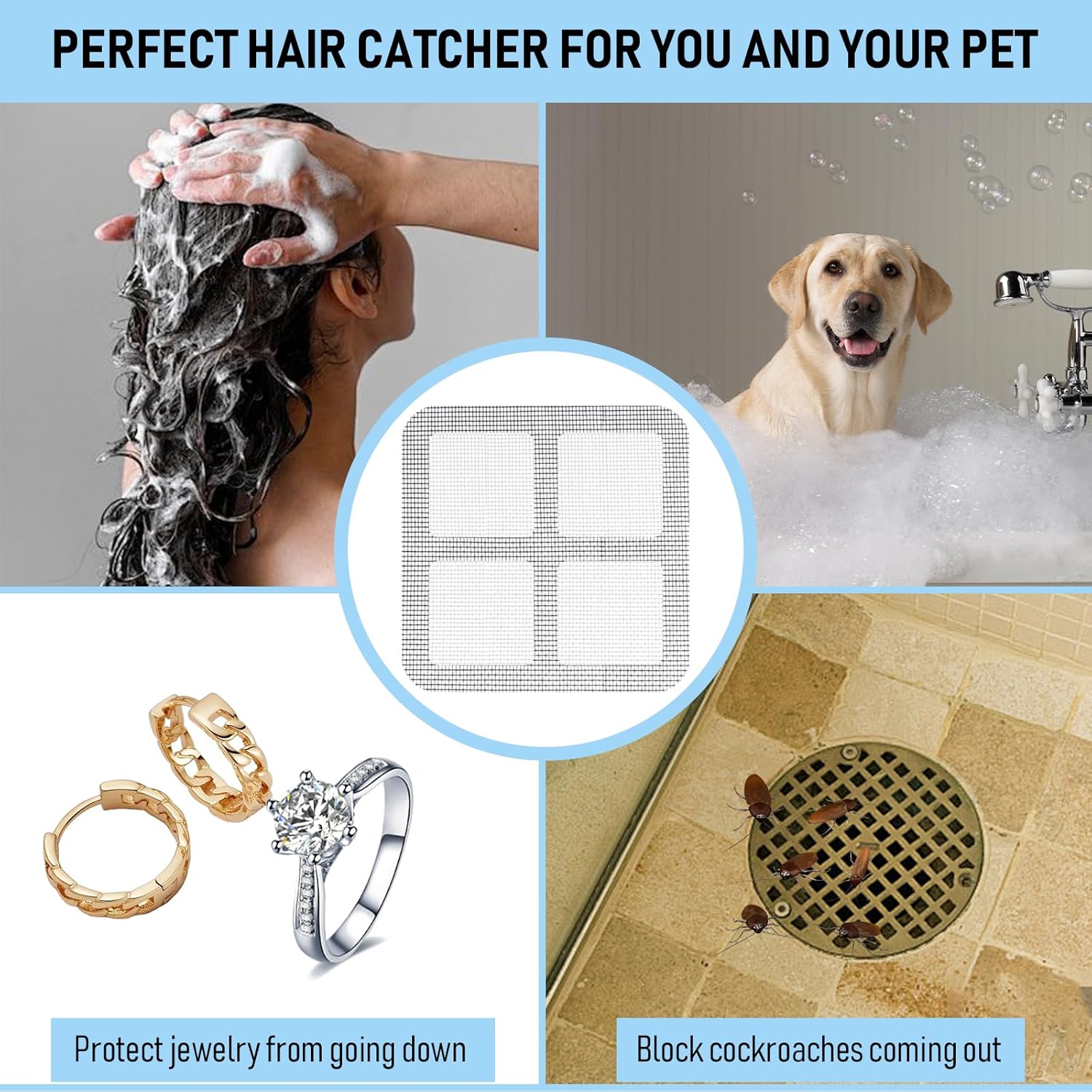 4x4 Disposable Drain Cover Hair Catcher 50 PCS