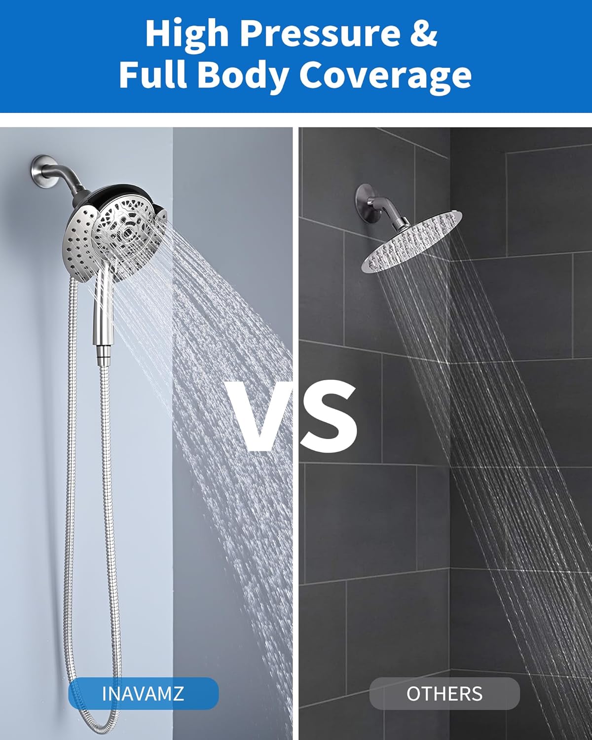 INAVAMZ 25GPM Rain Handheld Shower Head Combo