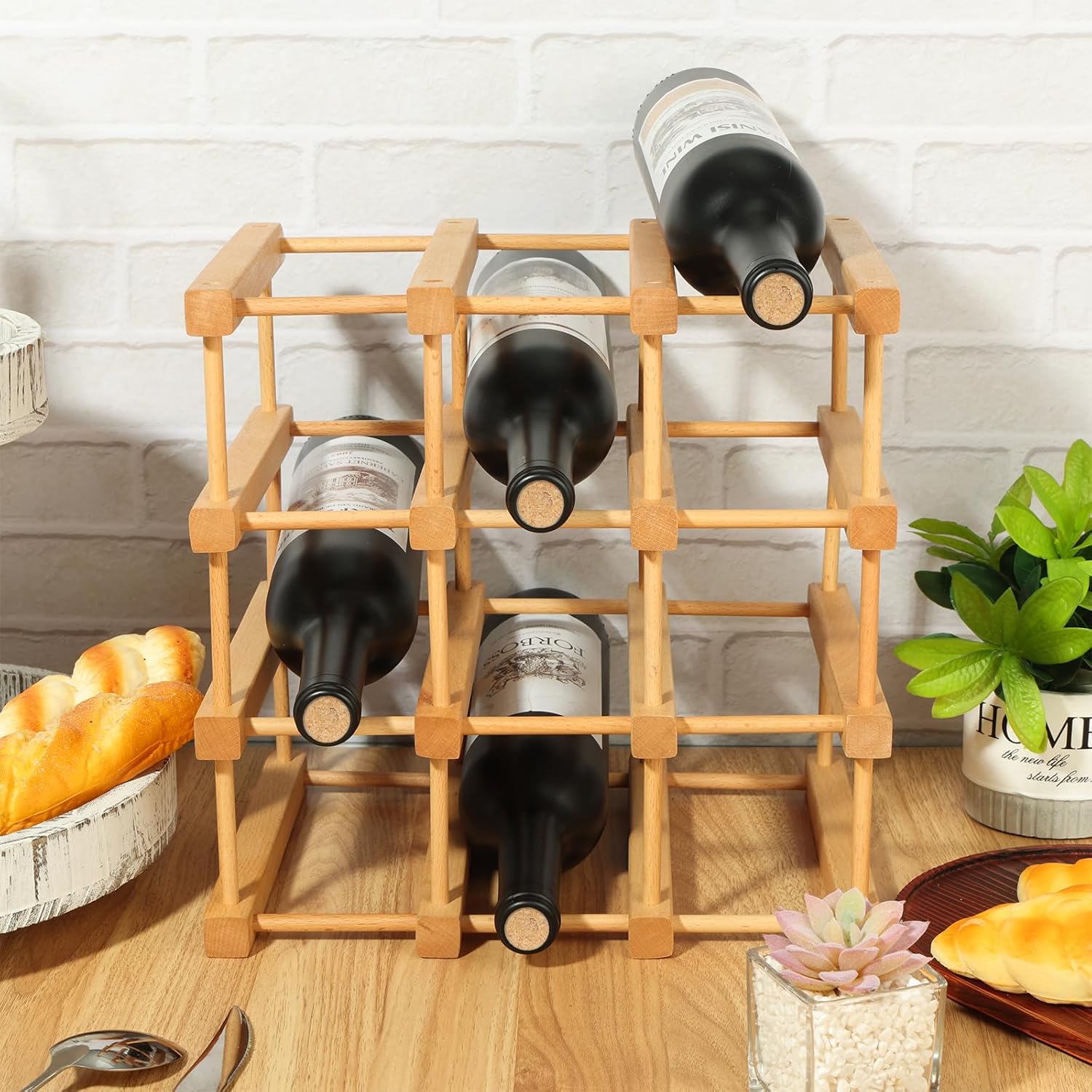 Wensdr 12-Bottle Stackable Wooden Wine Rack